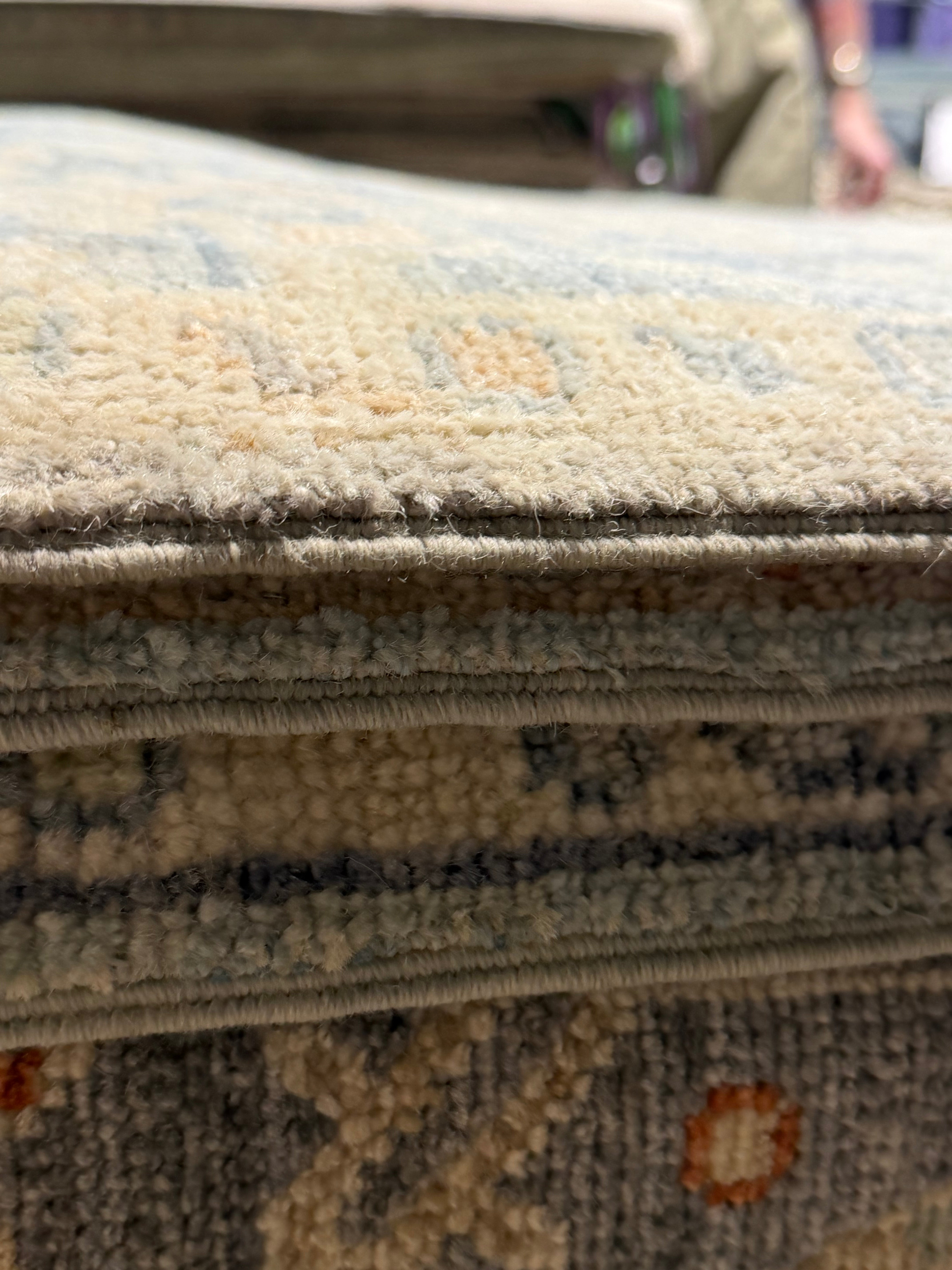 Thalia Besson 2.11x18.2 Grey  and Blue Afghani Whitewashed Oushak Runner