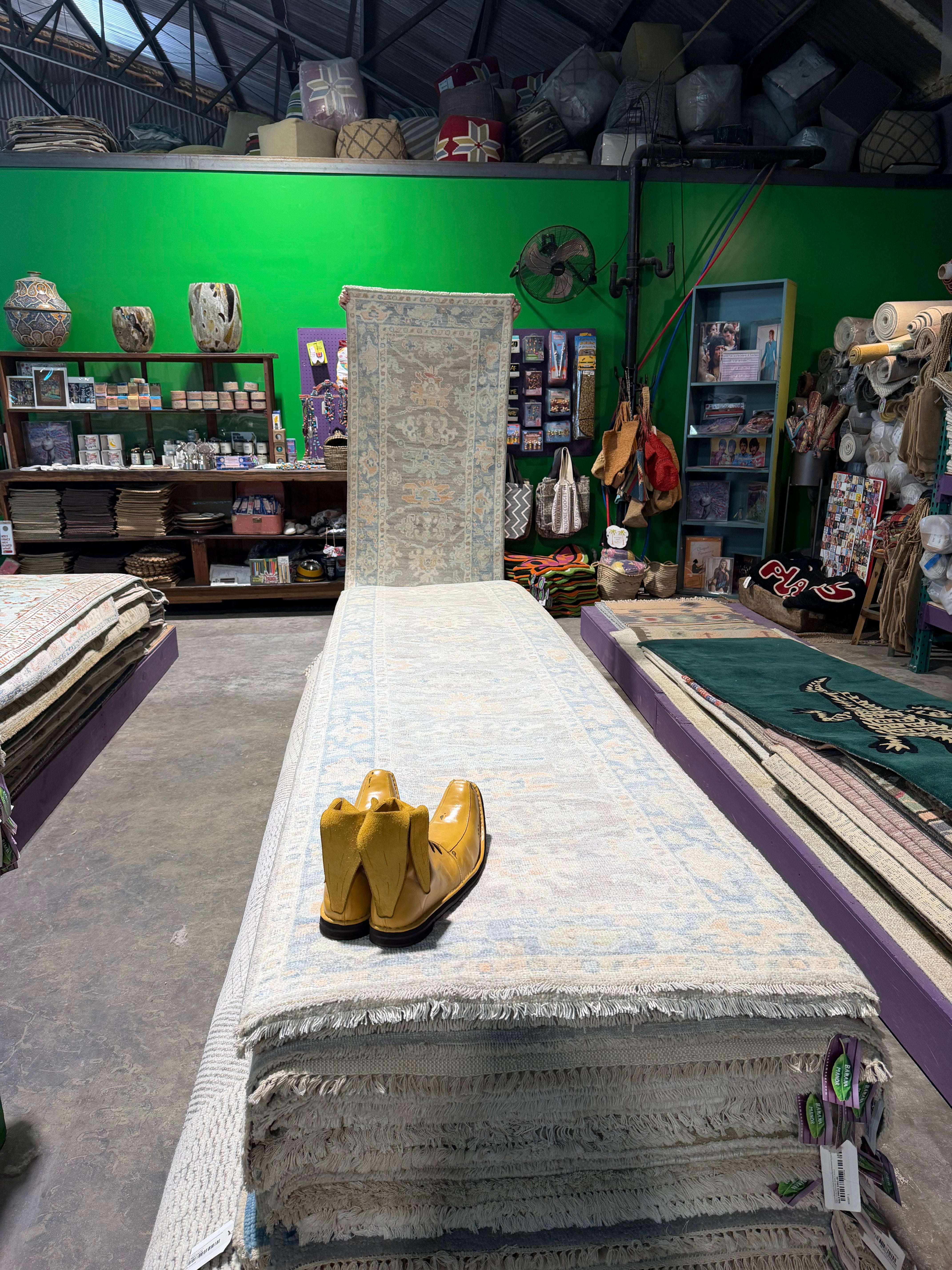 Thalia Besson 2.11x18.2 Grey  and Blue Afghani Whitewashed Oushak Runner