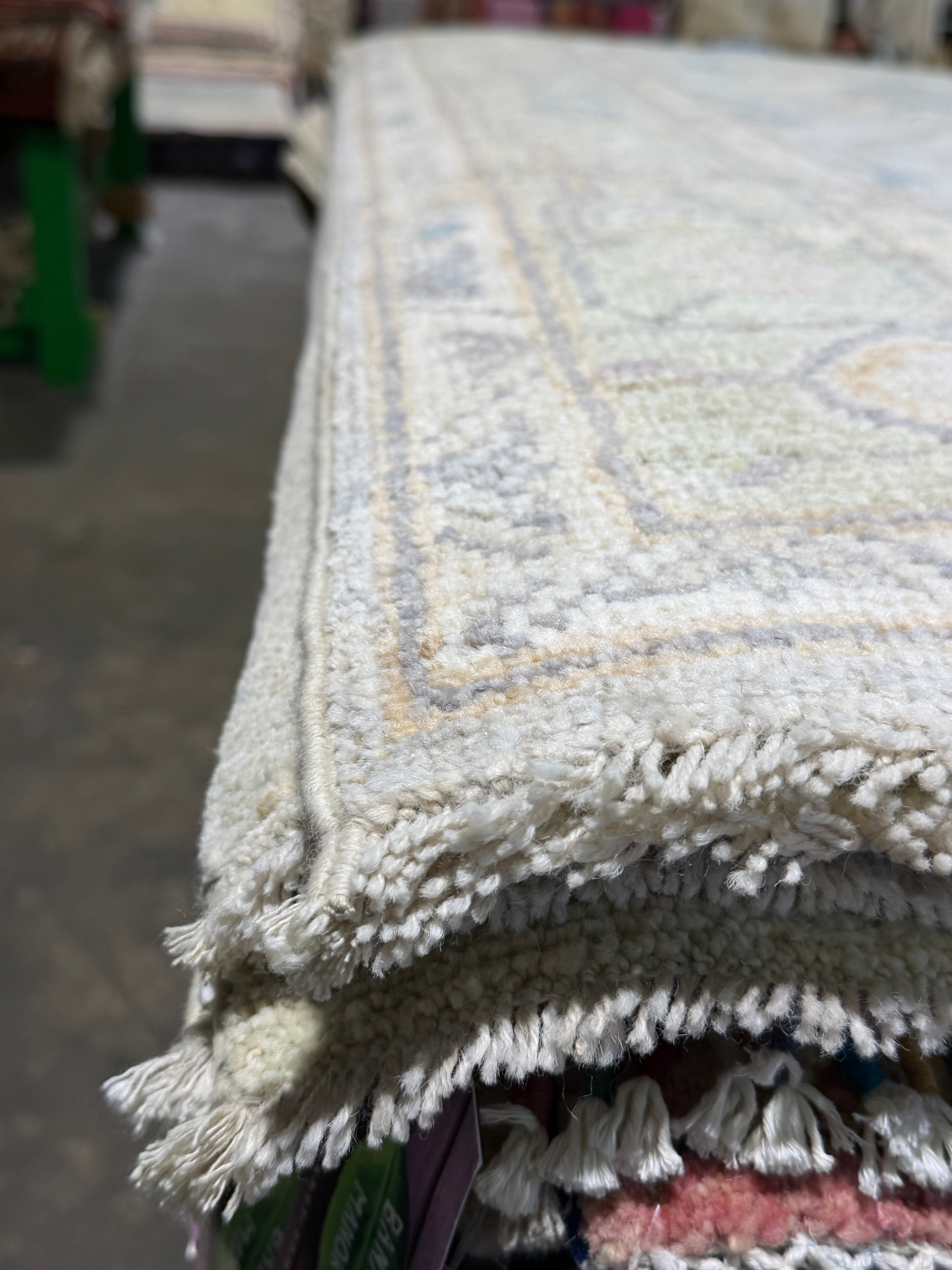 Elizabeth Tan 3x5 Blue Multi Afghani Whitewashed Oushak