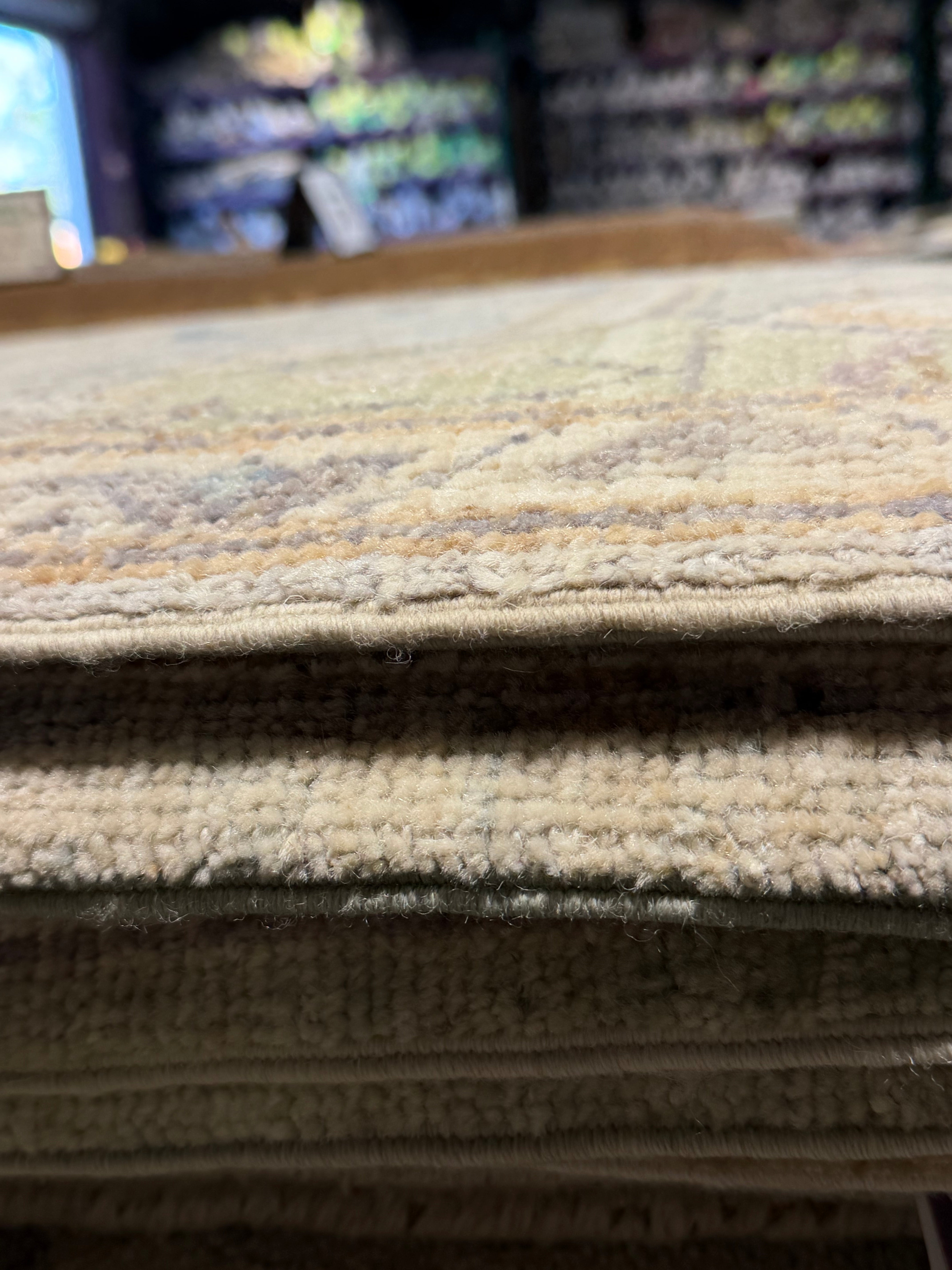 Elizabeth Tan 3x5 Blue Multi Afghani Whitewashed Oushak