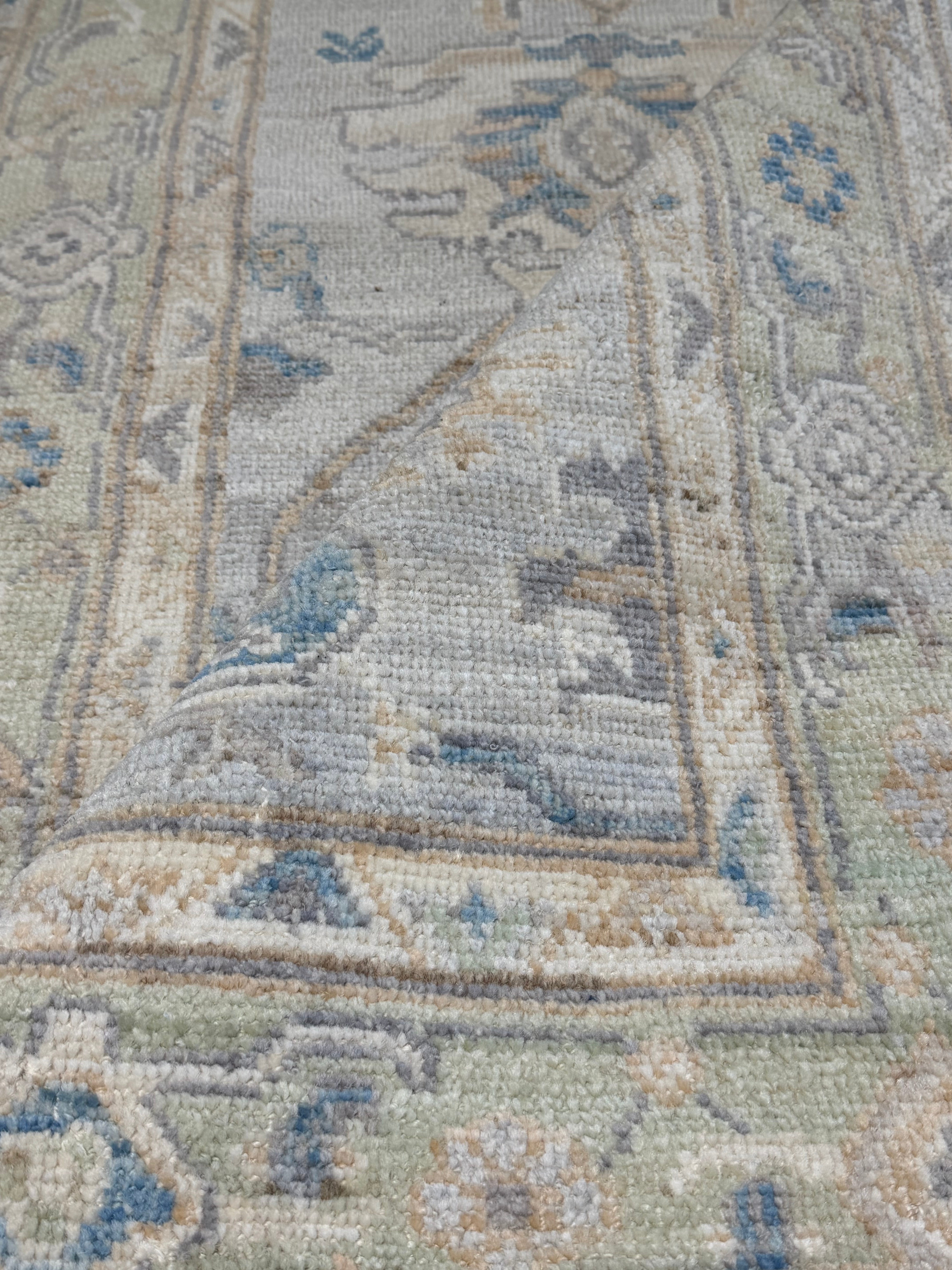 Elizabeth Tan 3x5 Blue Multi Afghani Whitewashed Oushak