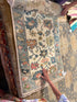 Nicole Kidman 2.6x9.9 Ivory and Light Blue Hand-Knotted Oushak Runner Rug