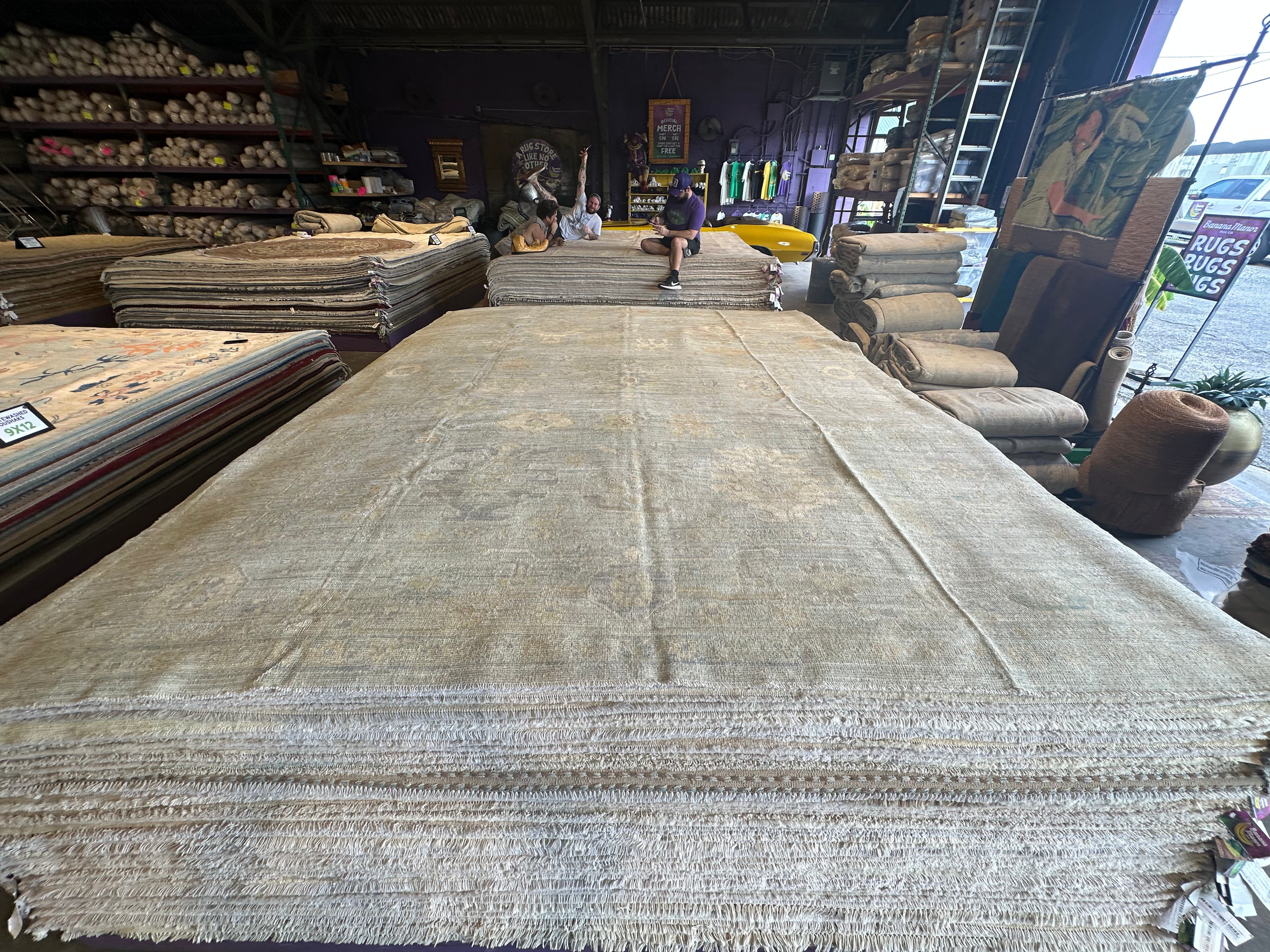 Dana Mahmood 8.9x11.10 Whitewash Afghani Oushak Rug