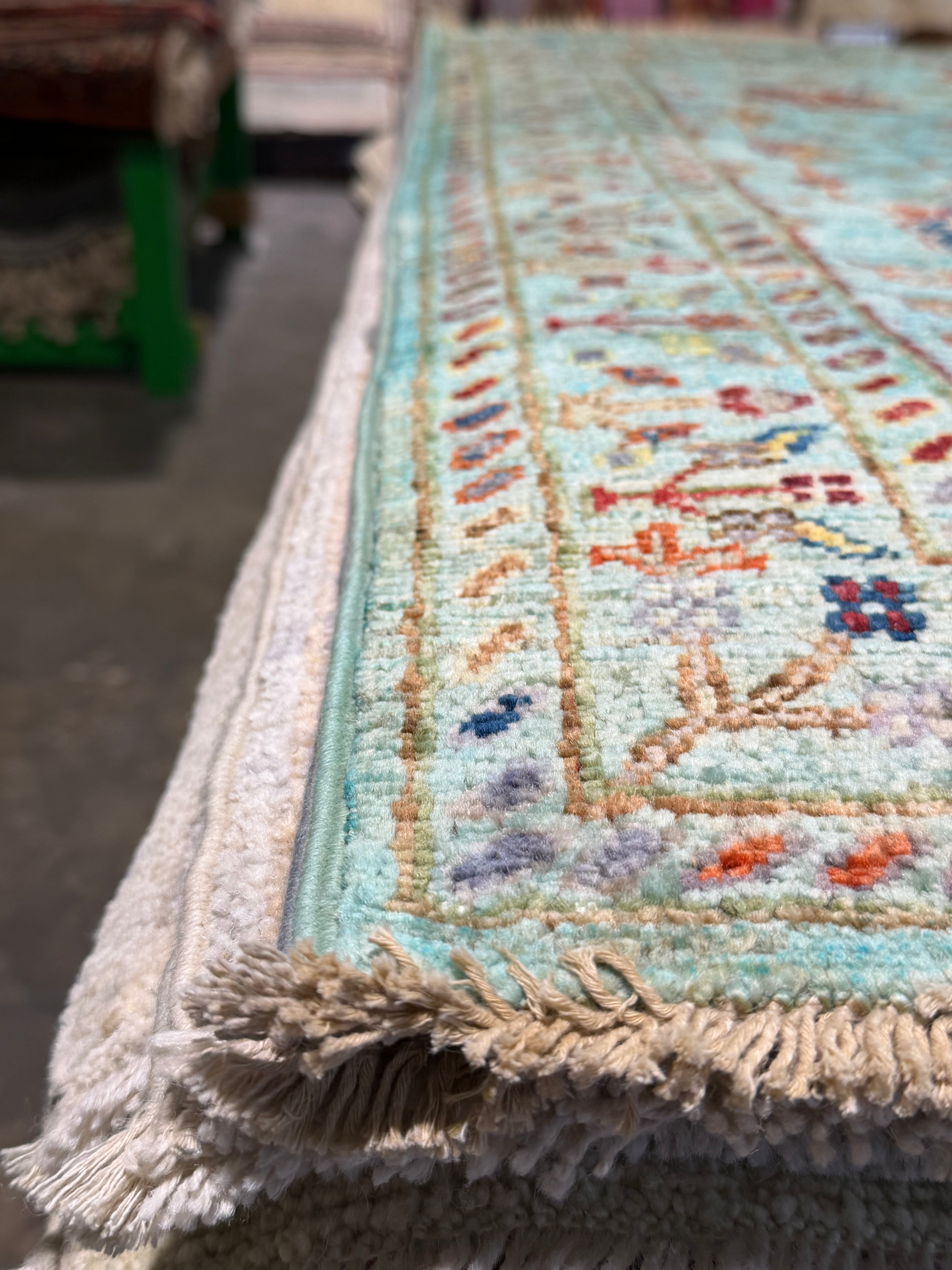 Mae Martin 2.8x4 Light Blue Afghani Sultani Rug