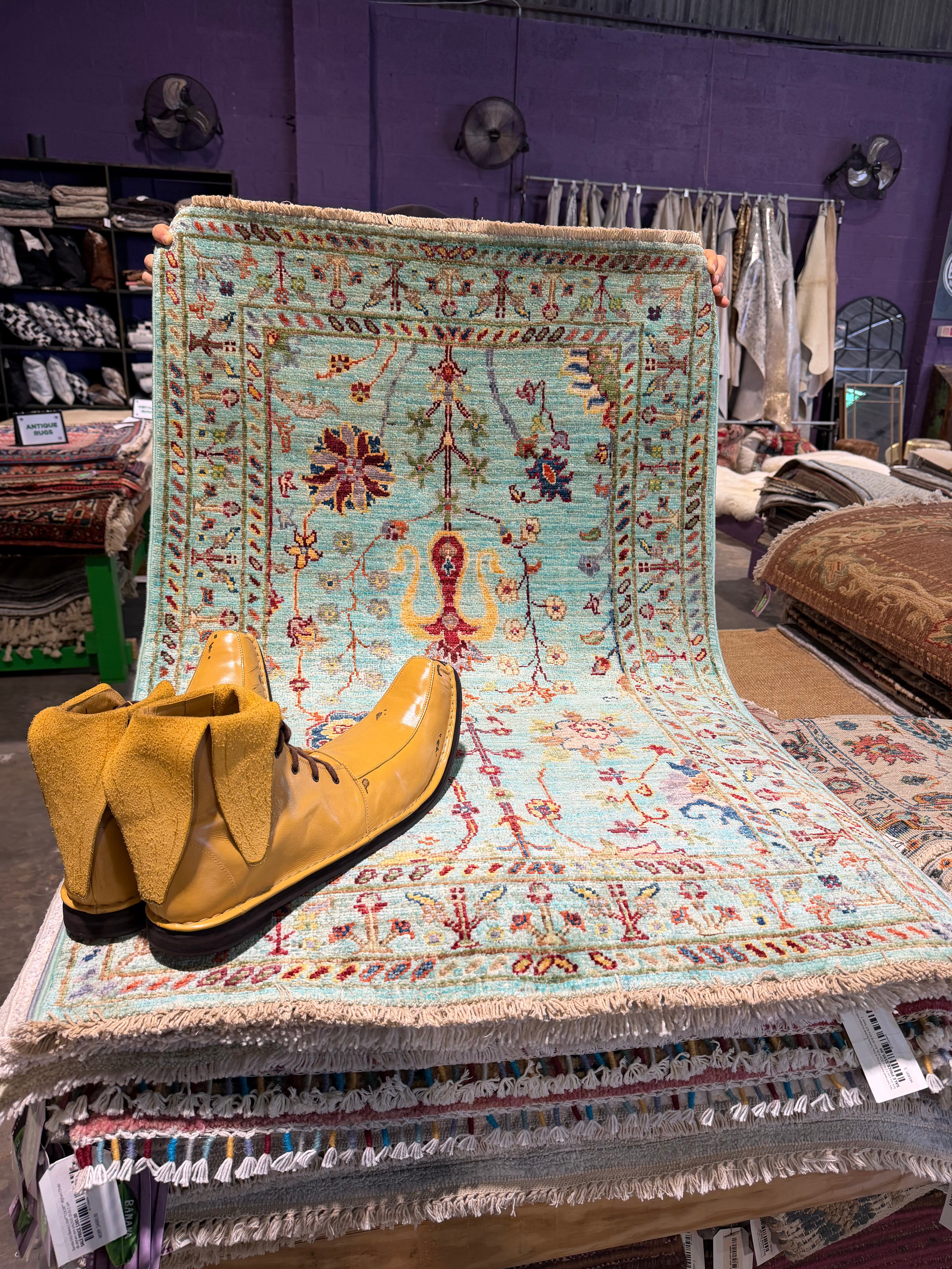 Mae Martin 2.8x4 Light Blue Afghani Sultani Rug