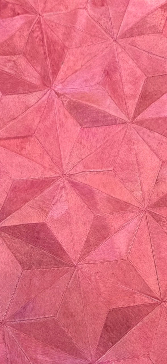 Pink Dyed Round Cowhide Rug