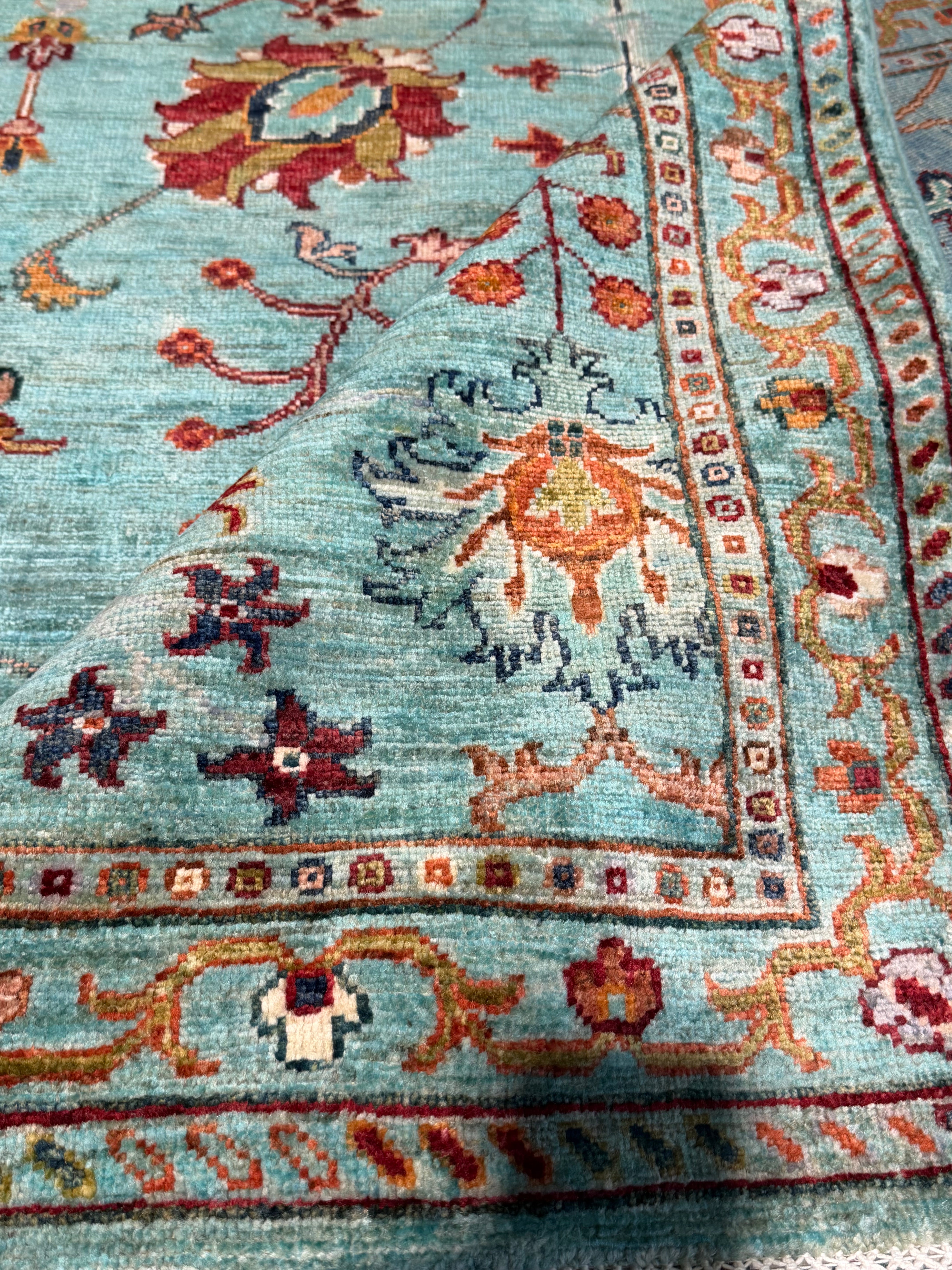 Jennifer Landon 3.6x5.1 Light Blue Afghani Sultani Rug