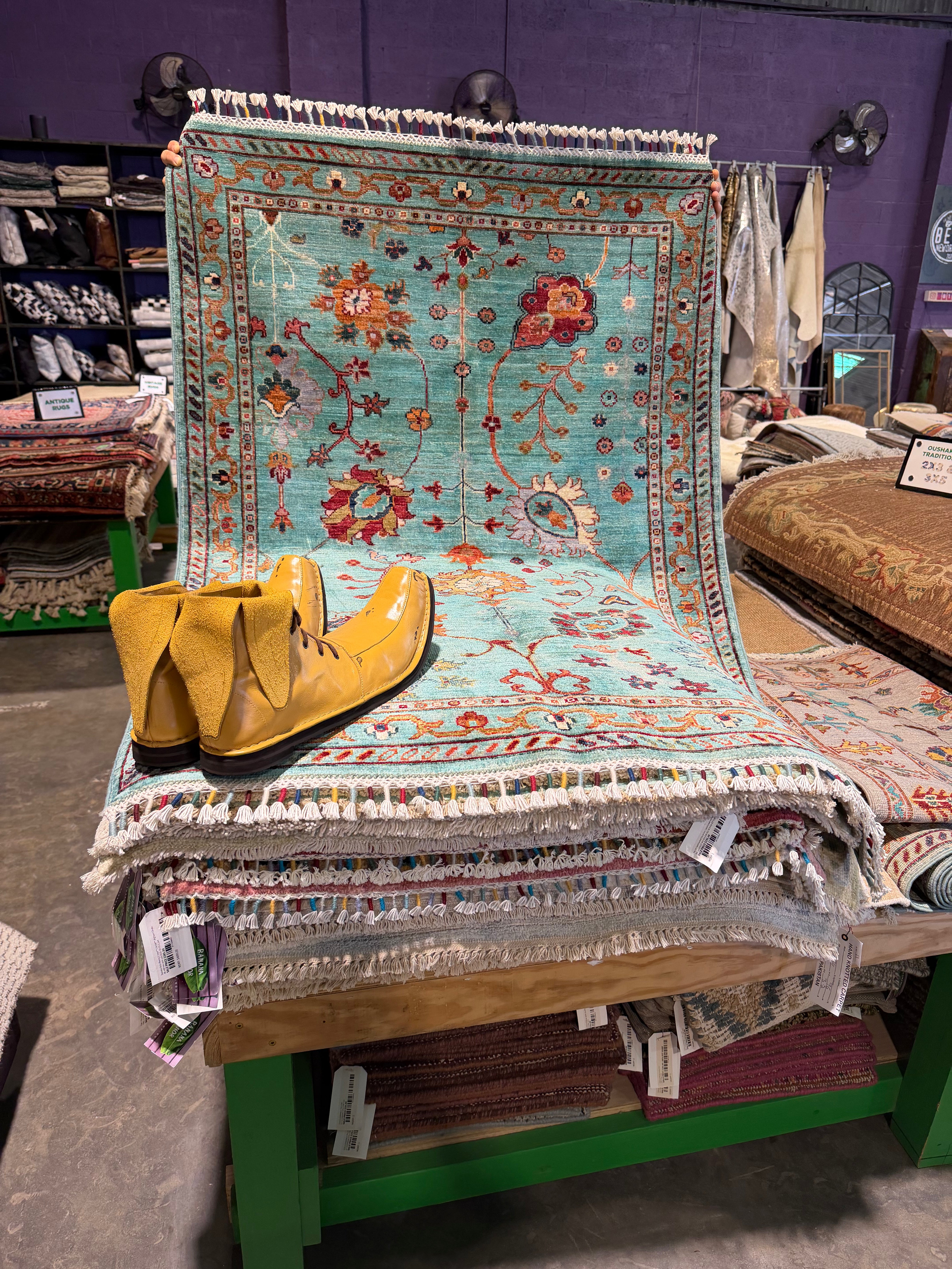 Jennifer Landon 3.6x5.1 Light Blue Afghani Sultani Rug