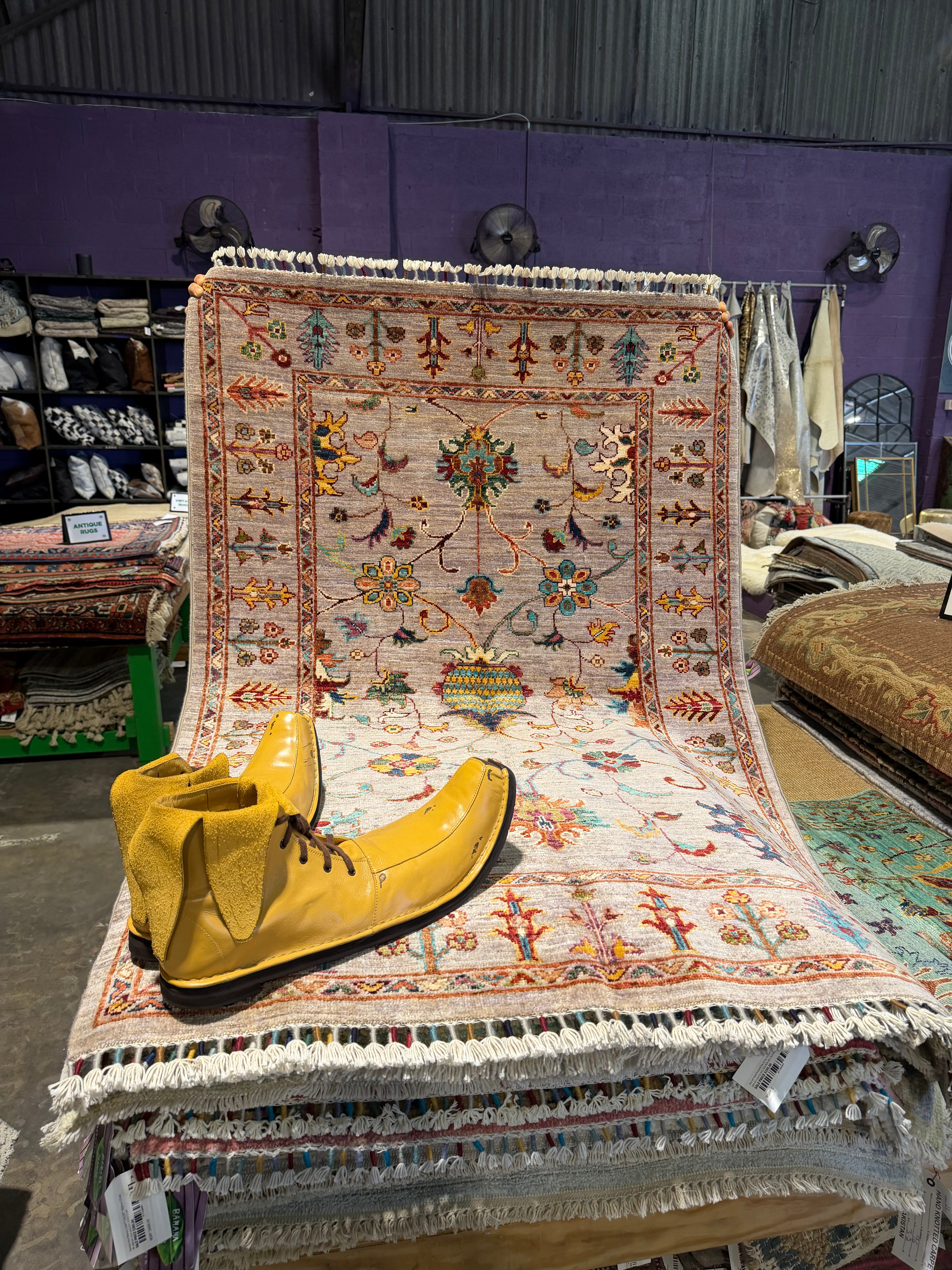 Amy 3.5x5.3 Multicolor Afghani Sultani Rug