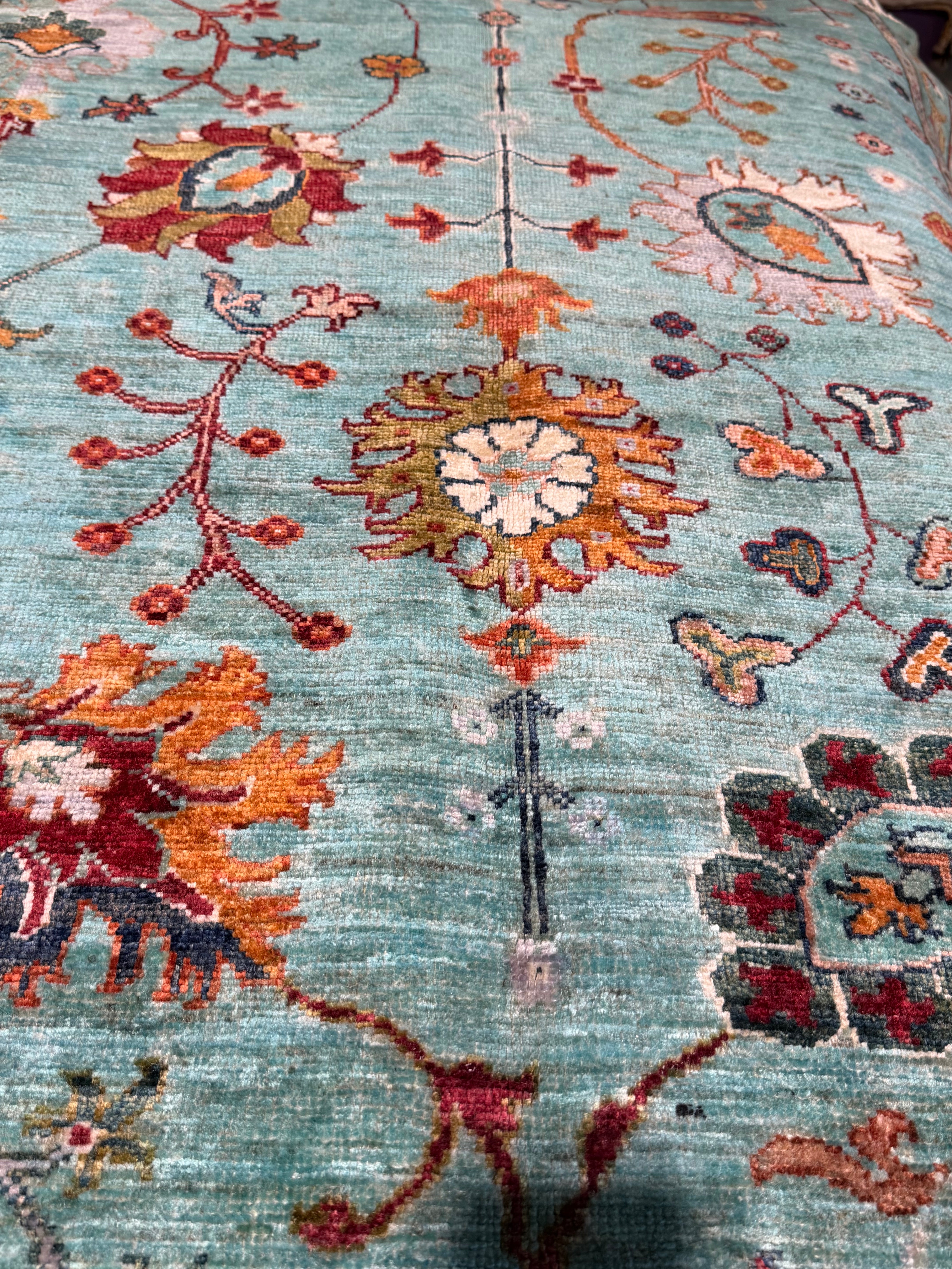 Carolina Guerra 3.2x5.2 Light Blue Afghani Sultani Rug