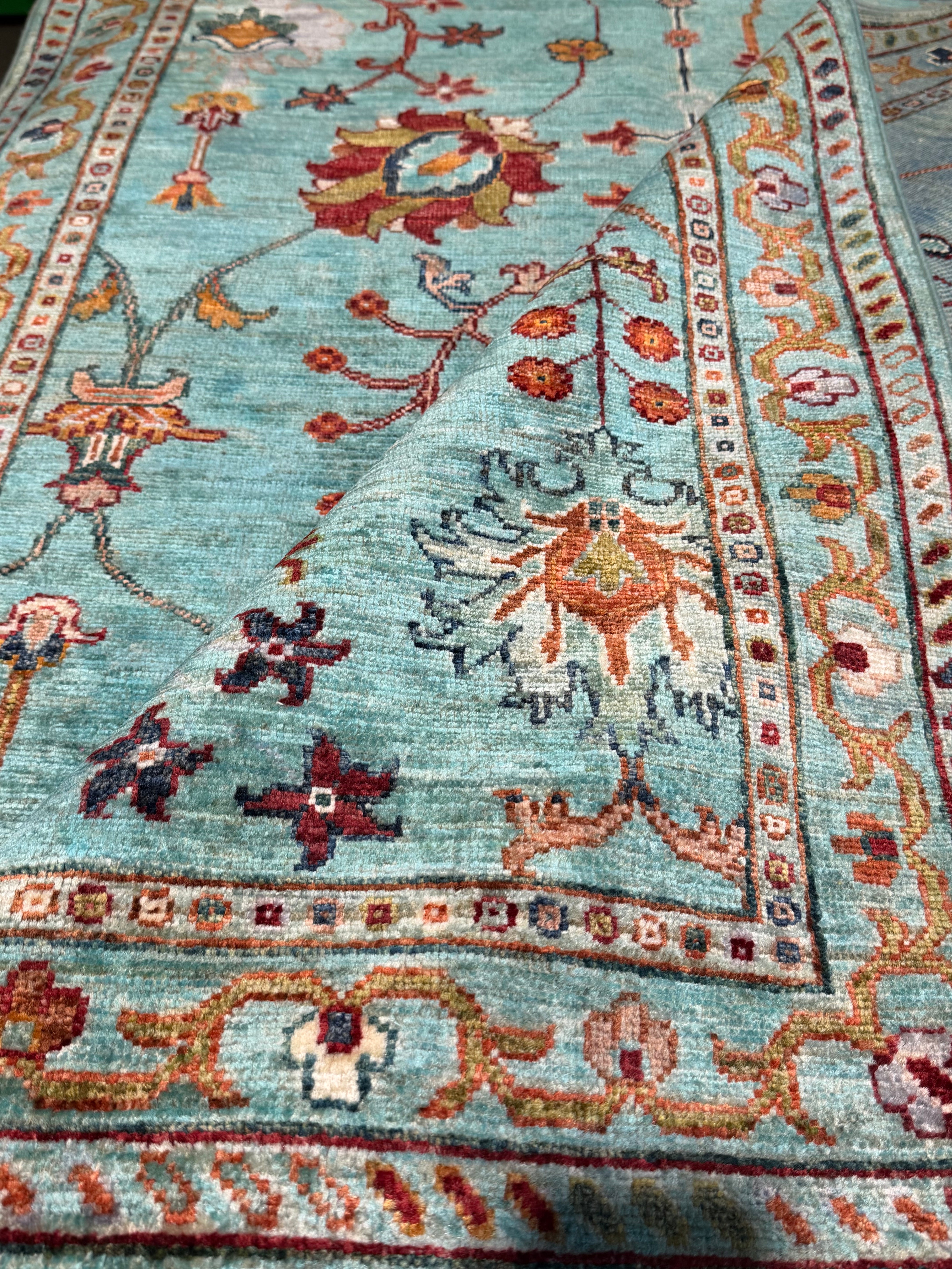 Carolina Guerra 3.2x5.2 Light Blue Afghani Sultani Rug