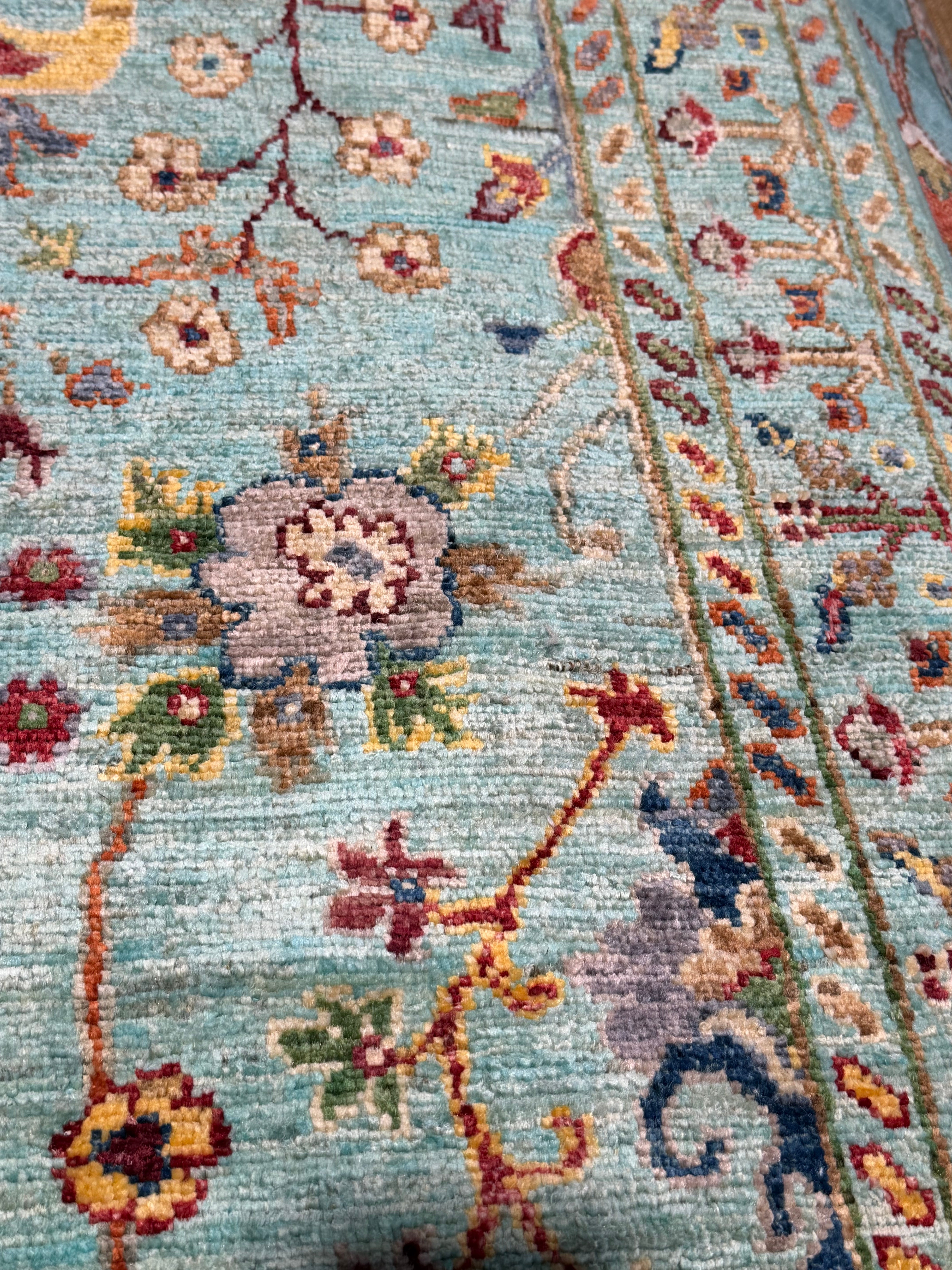 Catherine Brown 2.8x4 Light Blue Afghani Sultani Rug