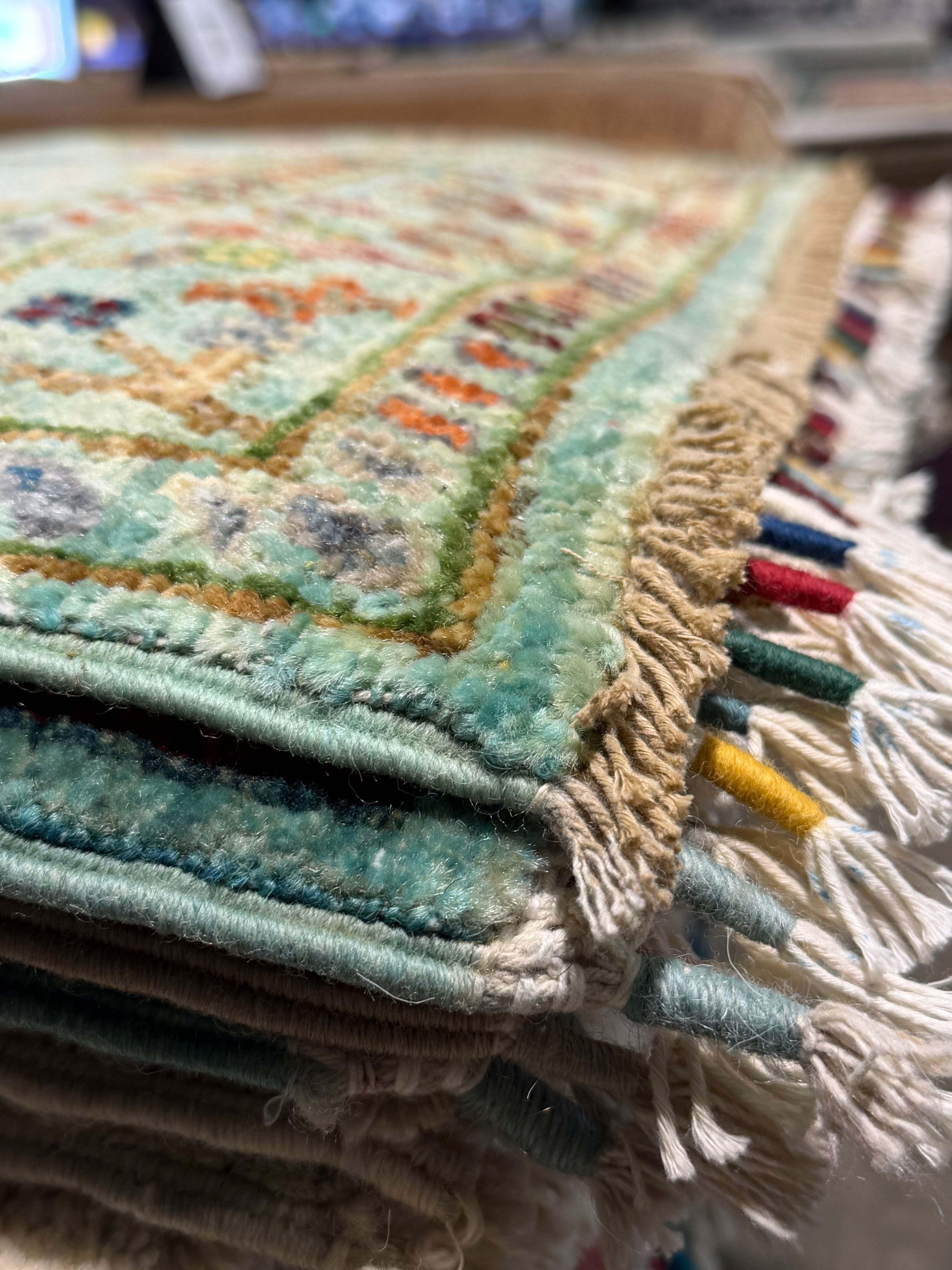 Catherine Brown 2.8x4 Light Blue Afghani Sultani Rug