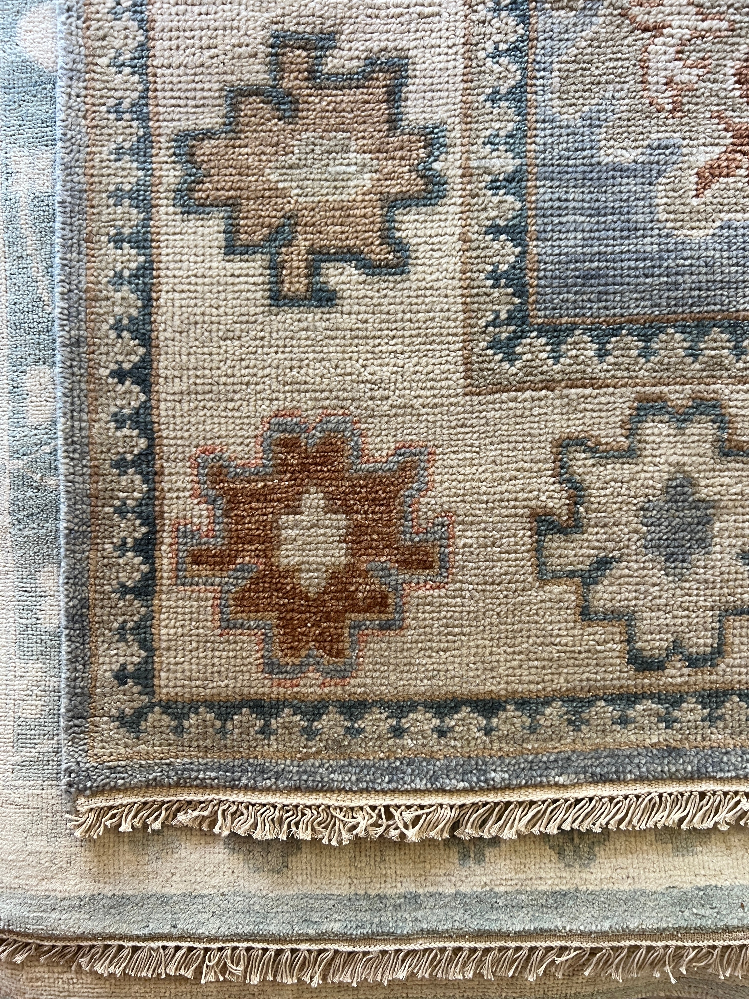 Jessie Prescott 8x10 Light Blue and Ivory Hand-Knotted Oushak Rug