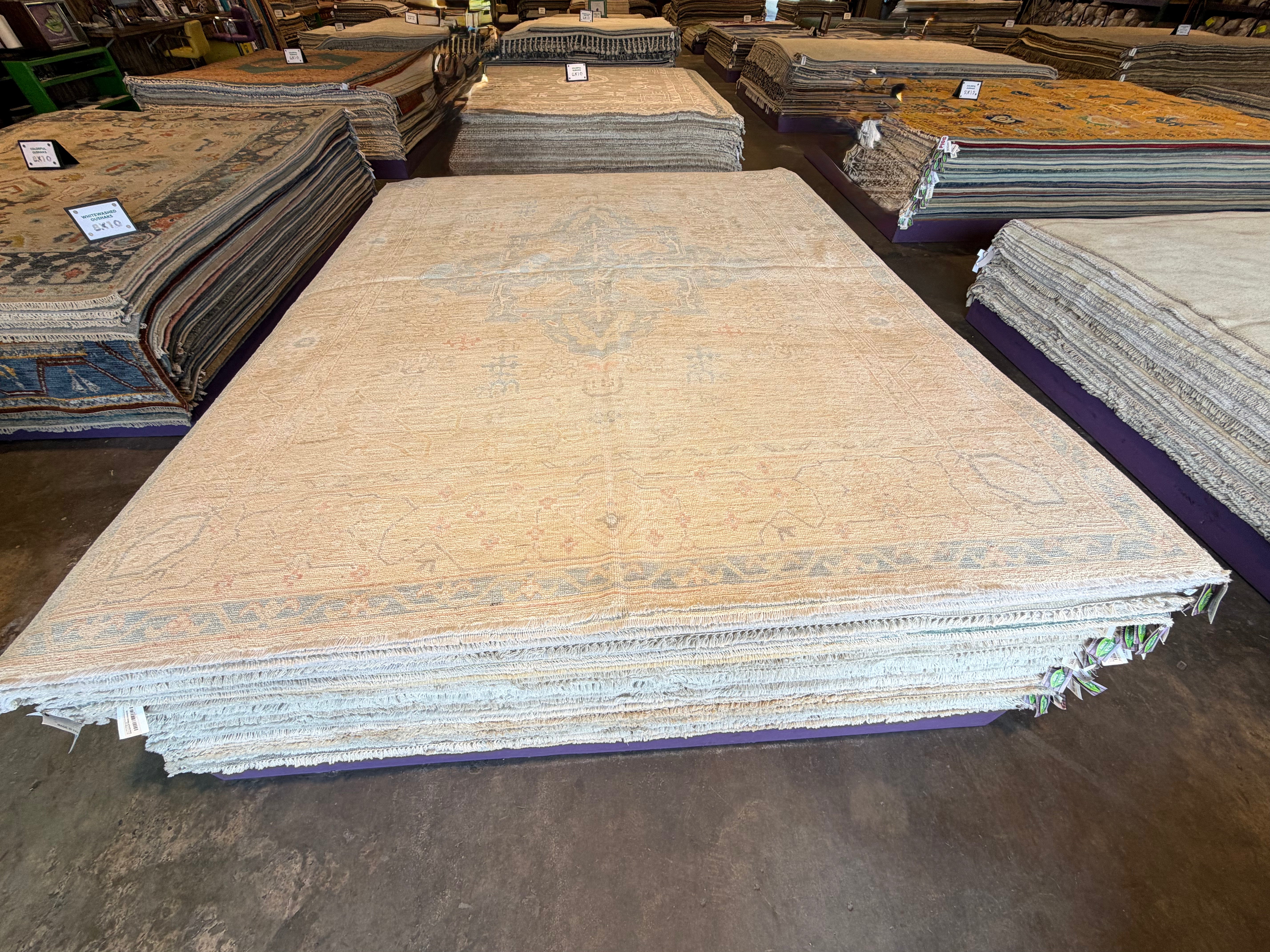 Laverne McKearn 8x9.11 Blue Multi Afghani Whitewashed Oushak