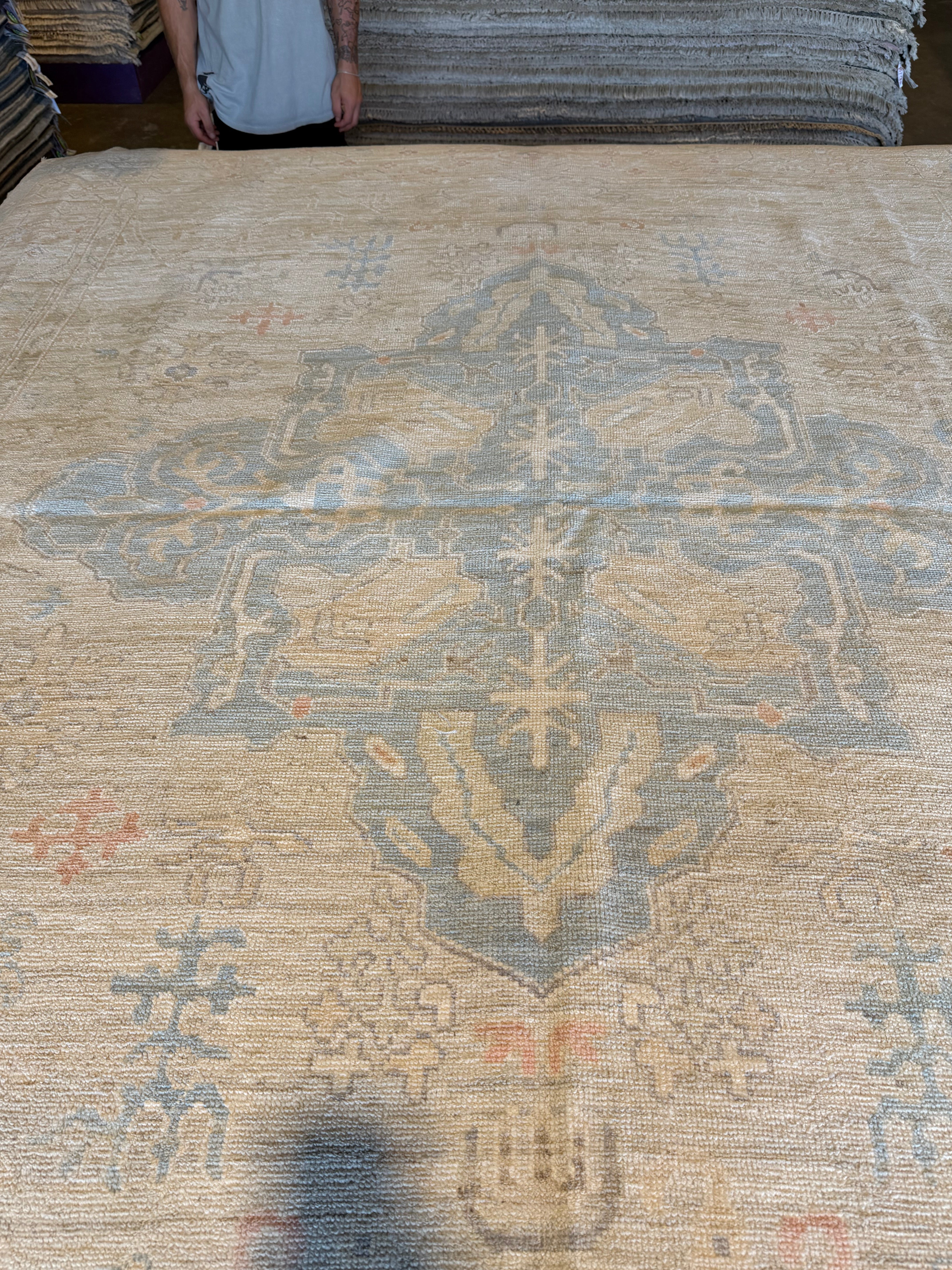 Laverne McKearn 8x9.11 Blue Multi Afghani Whitewashed Oushak