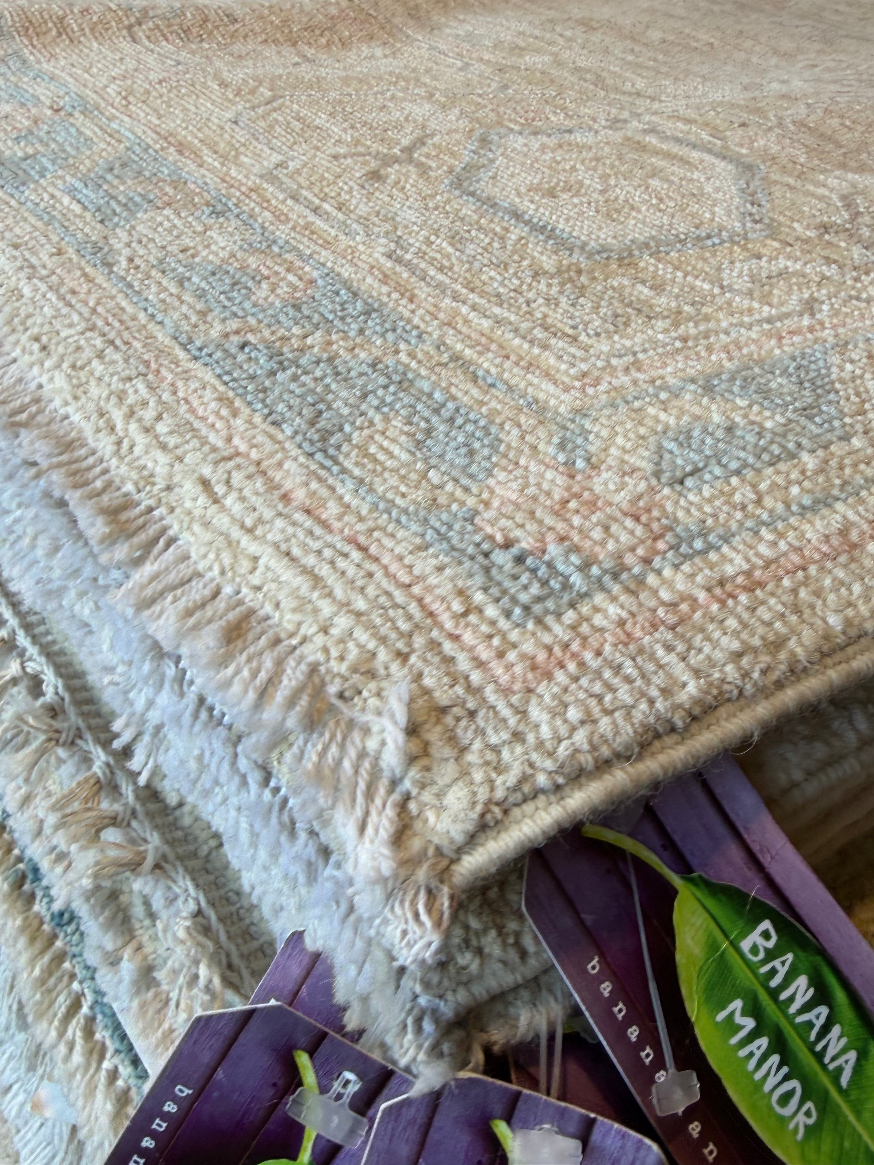 Laverne McKearn 8x9.11 Blue Multi Afghani Whitewashed Oushak