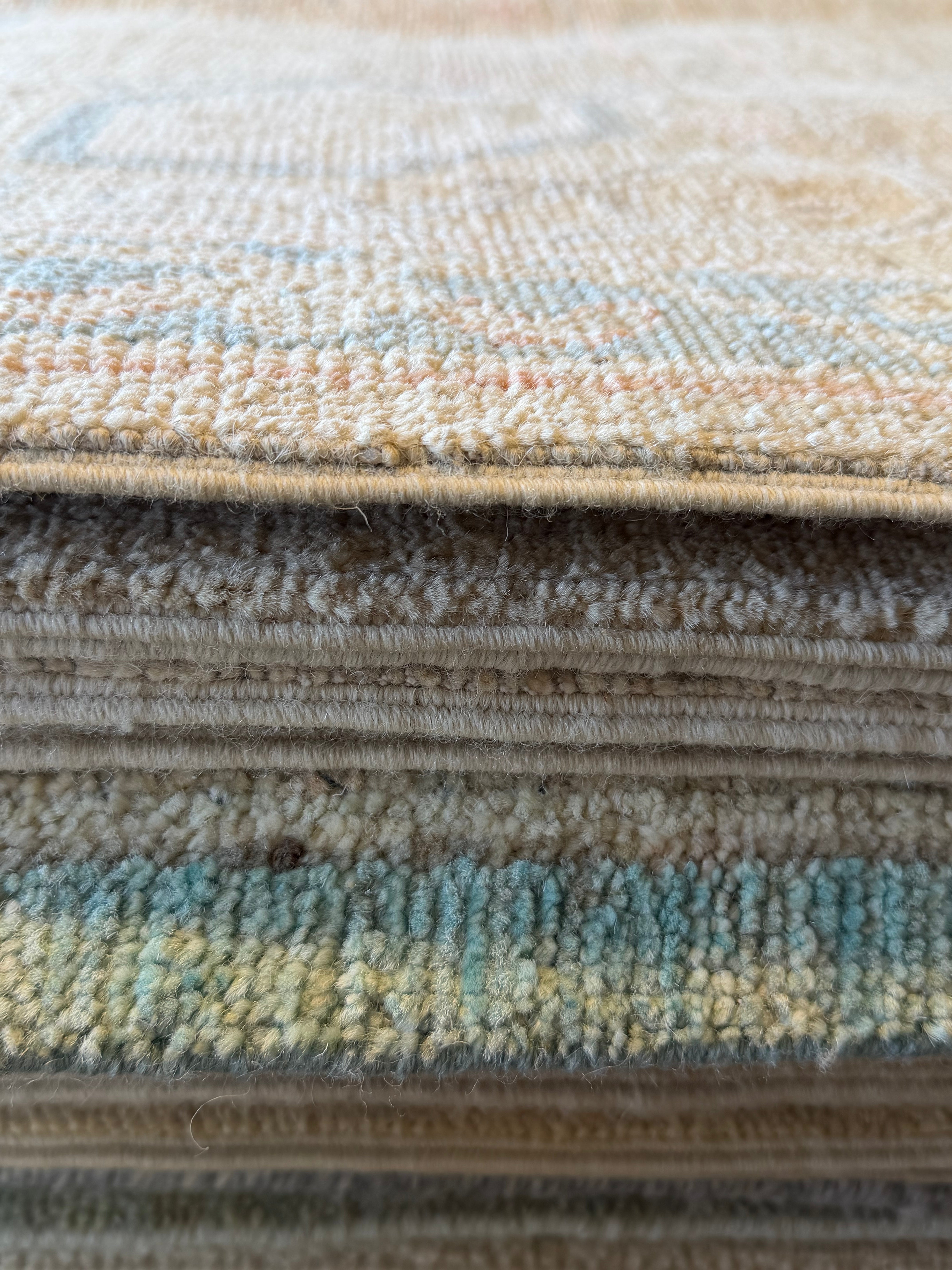 Laverne McKearn 8x9.11 Blue Multi Afghani Whitewashed Oushak