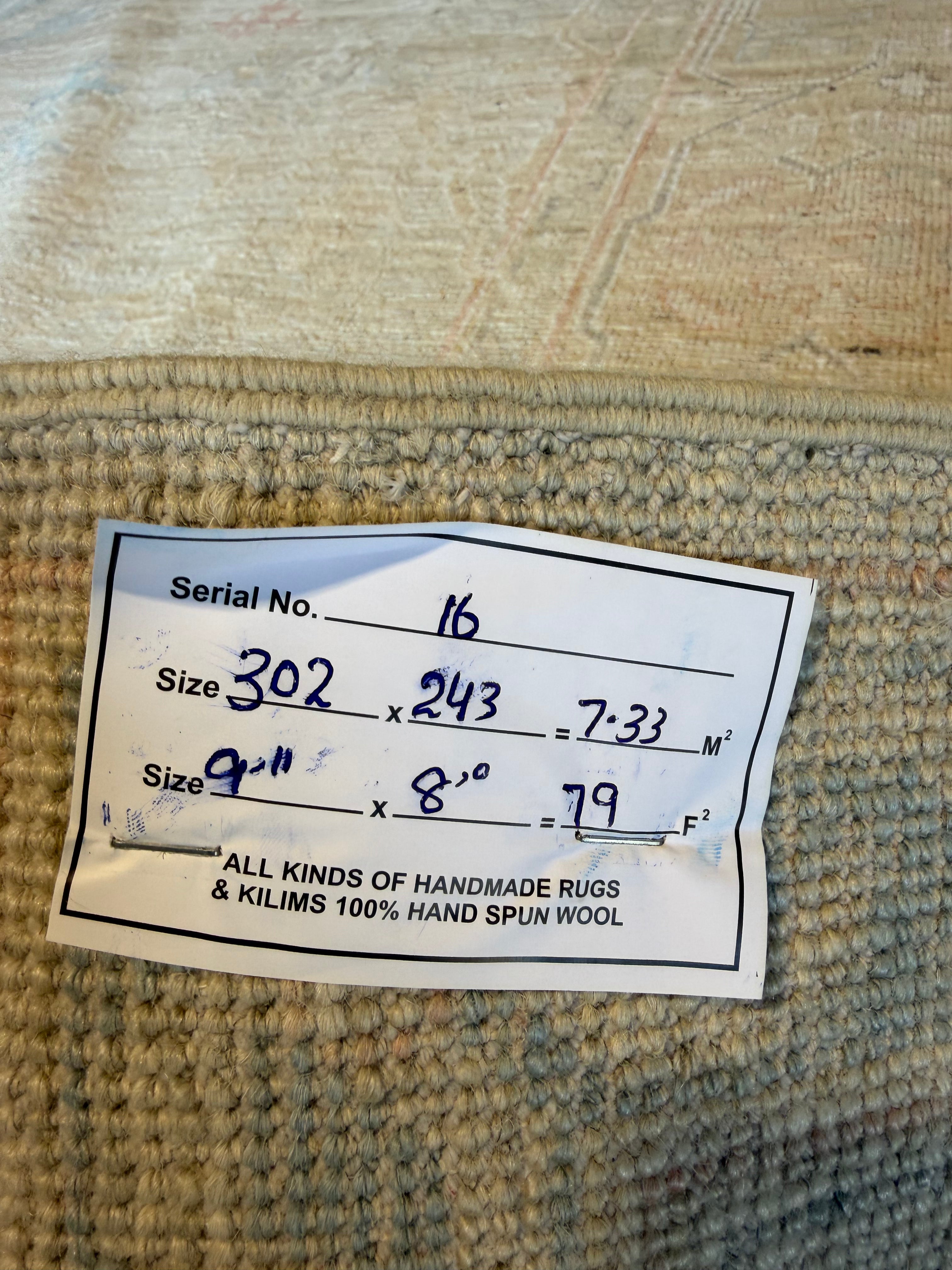 Laverne McKearn 8x9.11 Blue Multi Afghani Whitewashed Oushak