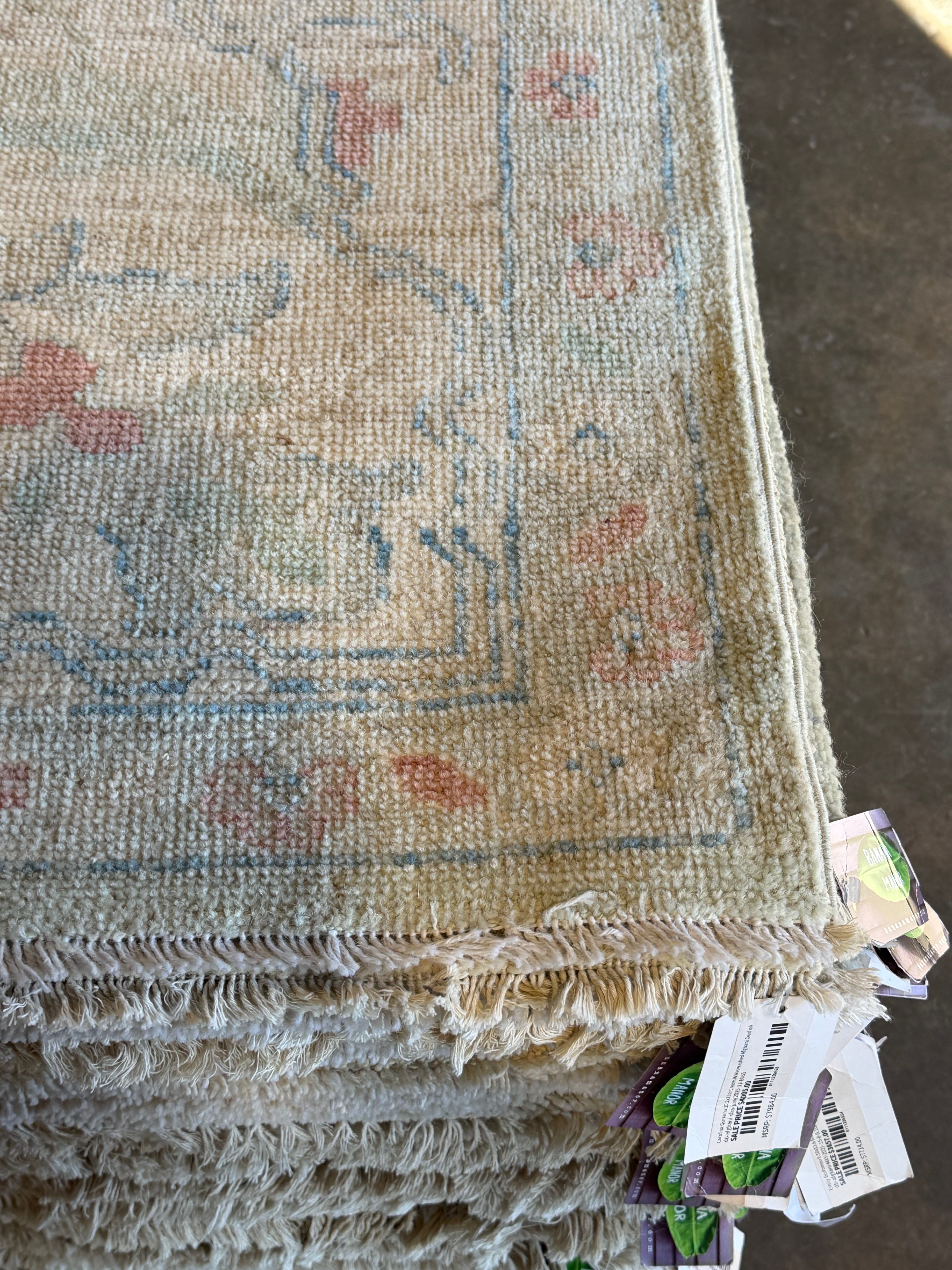 Layla Mort 10.3x13.9 Blue and Green Afghani Whitewashed Oushak