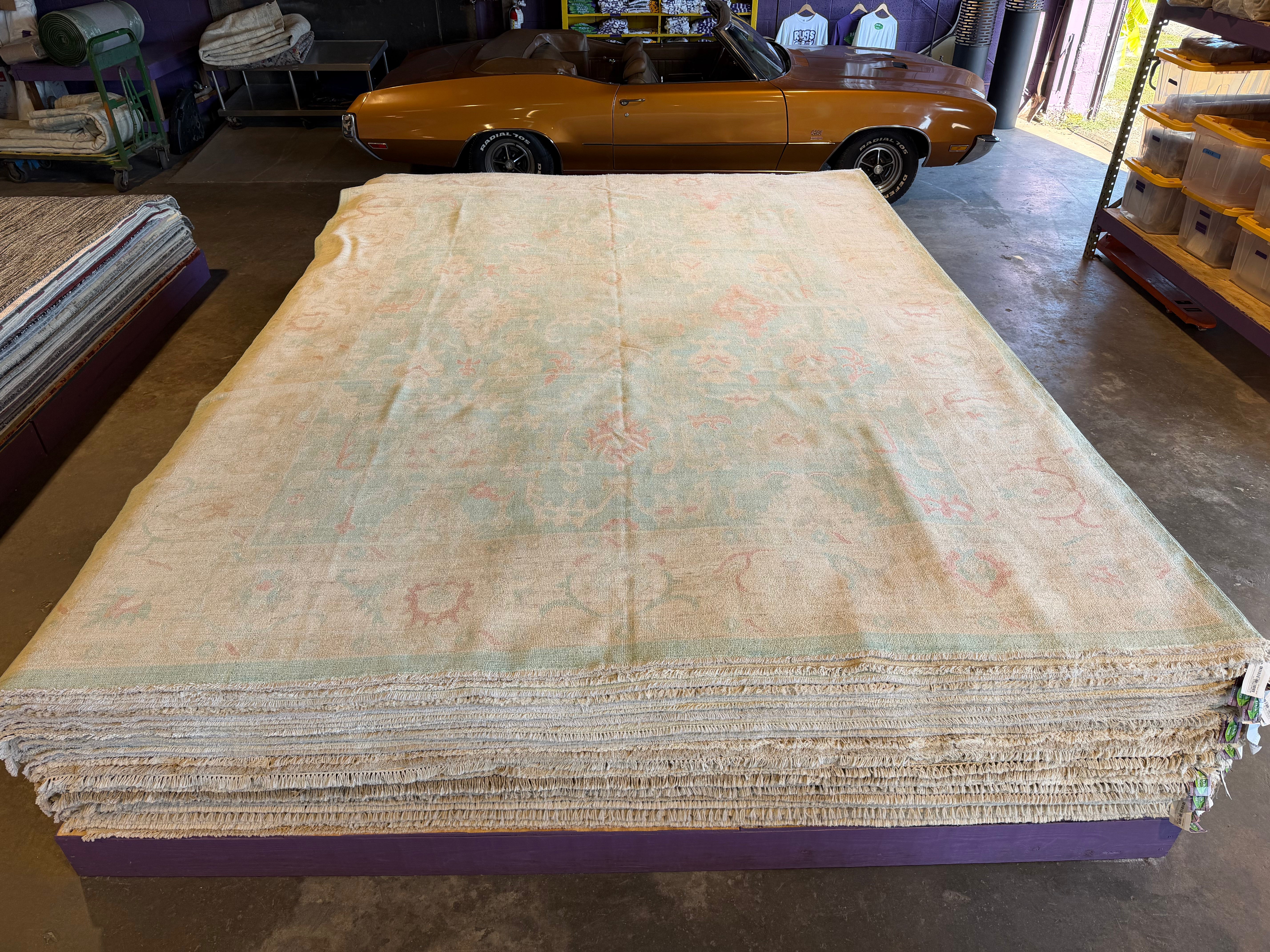 Carolina Chippie 10.1x13.7 Blue Afghani Whitewashed Oushak