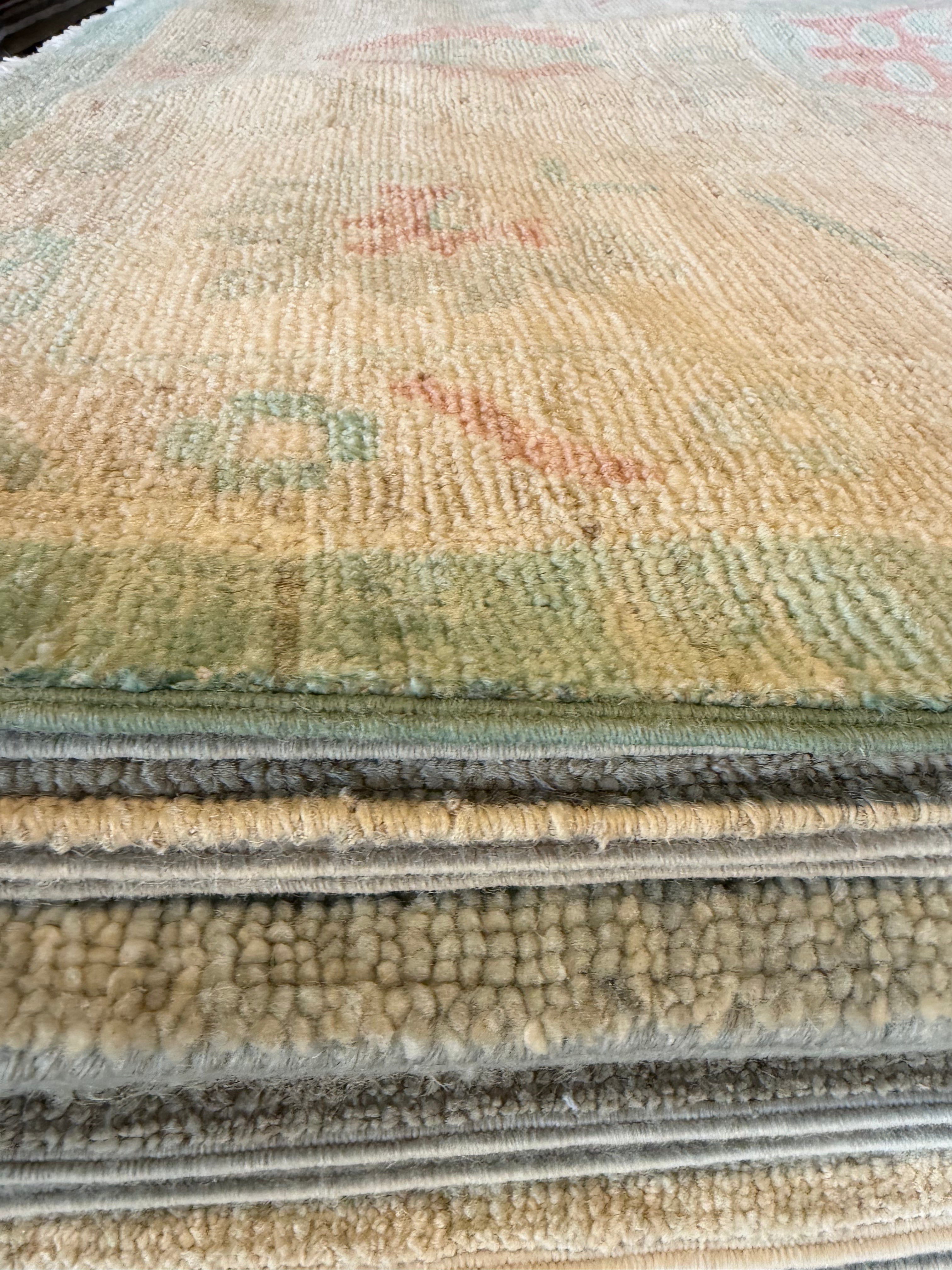 Carolina Chippie 10.1x13.7 Blue Afghani Whitewashed Oushak