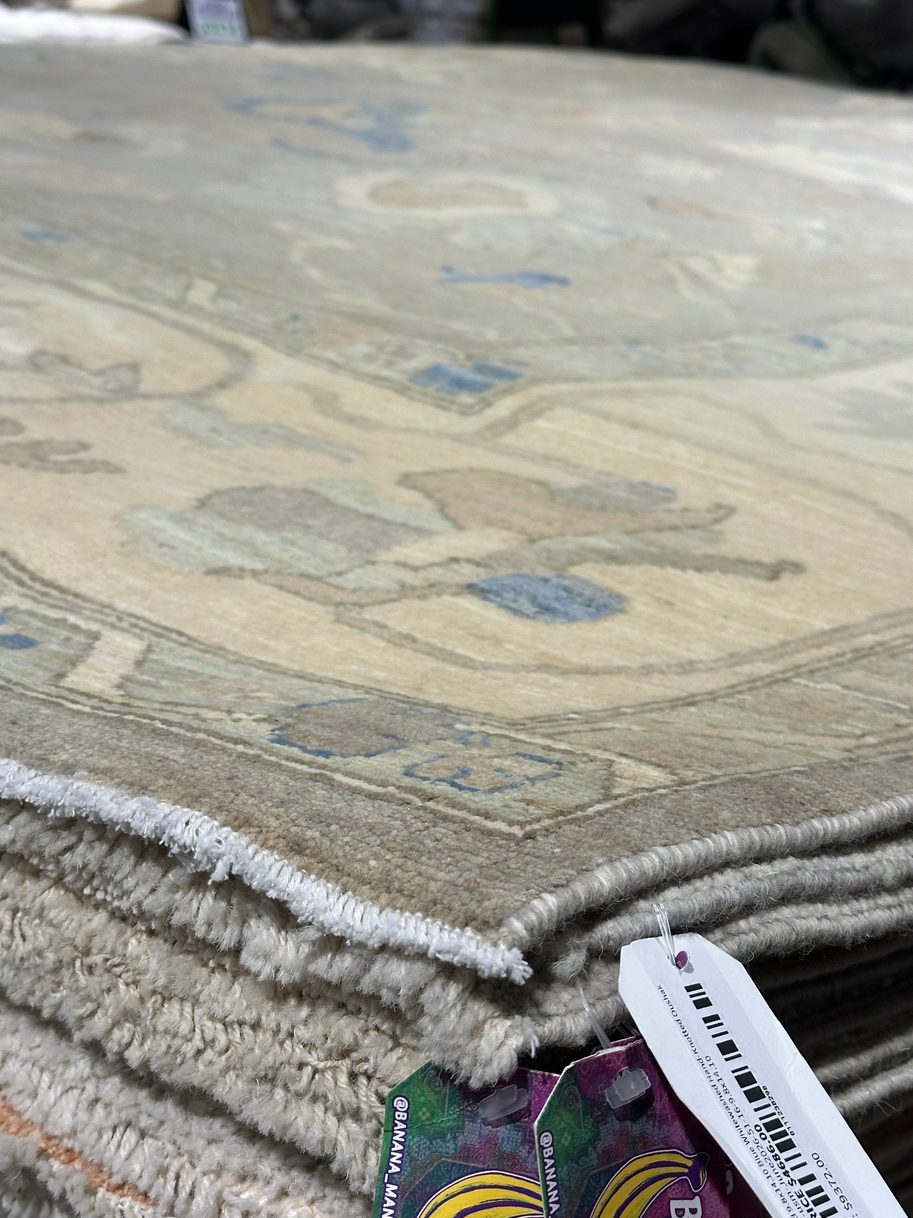 Kelly Craig 10.1x14.2 Grey & Blue Afghani Oushak Rug