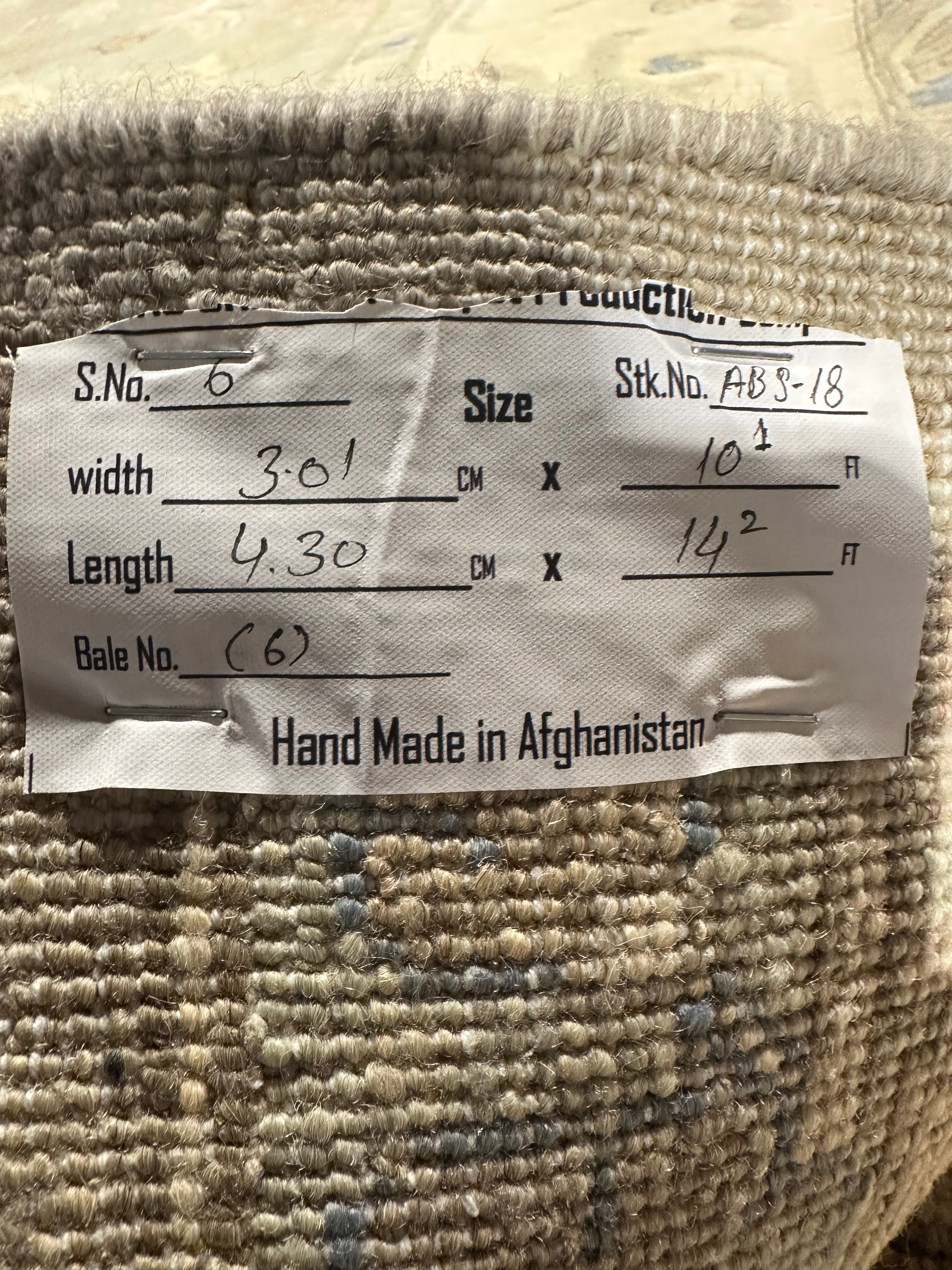 Kelly Craig 10.1x14.2 Grey & Blue Afghani Oushak Rug