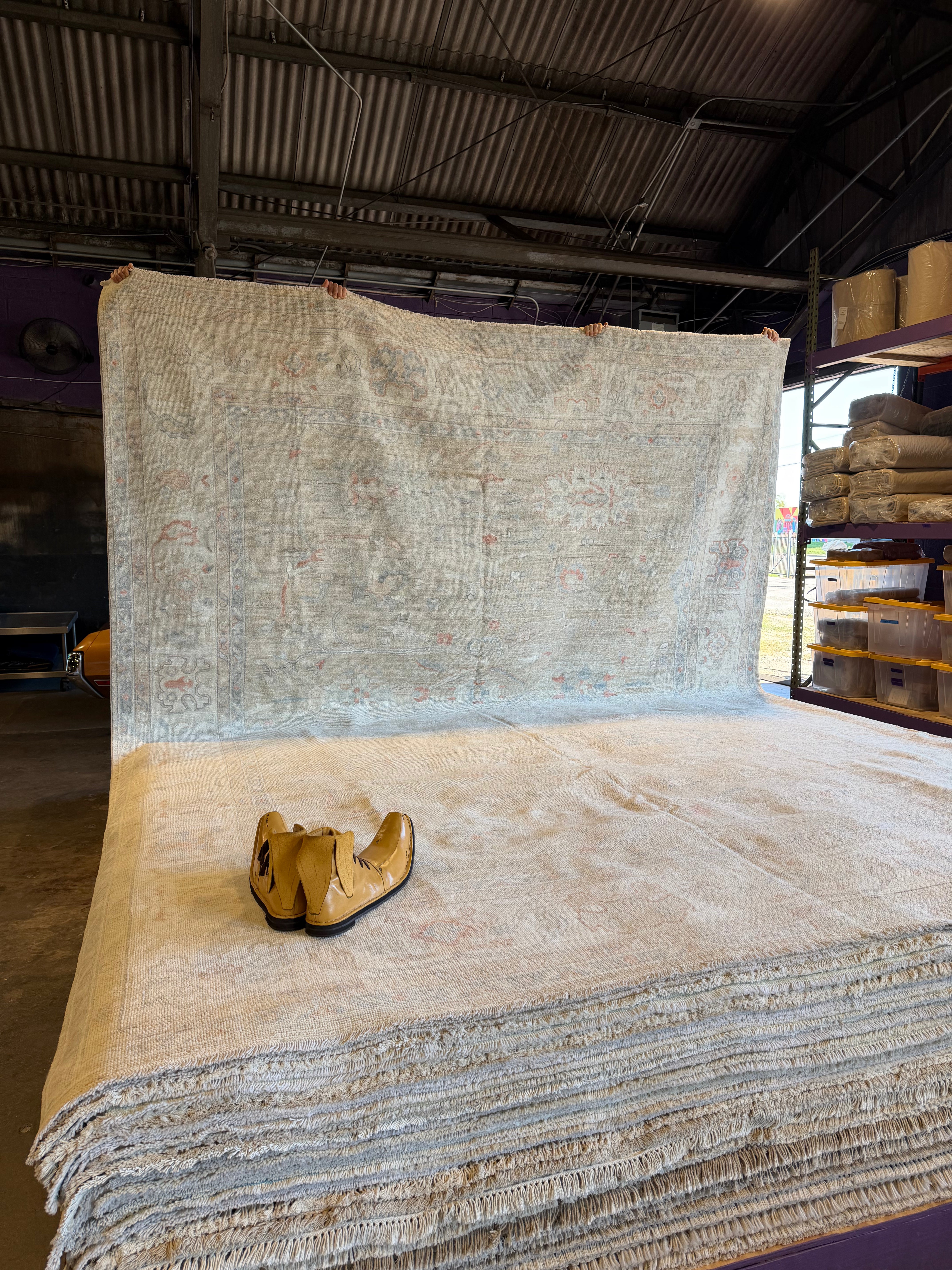 Estelle 10.2x13.10 Beige Multi Afghani Whitewashed Oushak