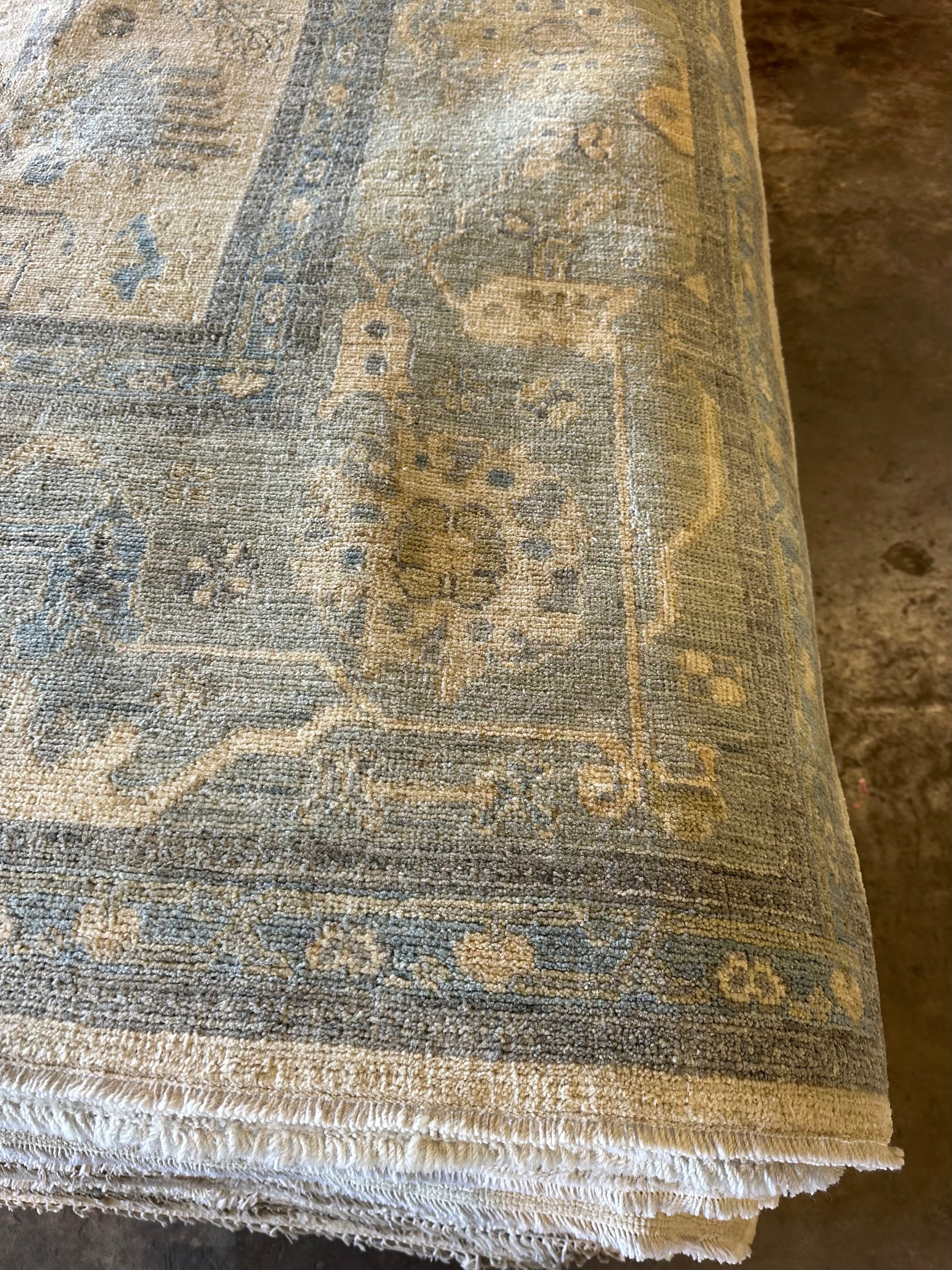 Sarah Hayward 10.1x13.10 Blue Afghani Oushak Rug