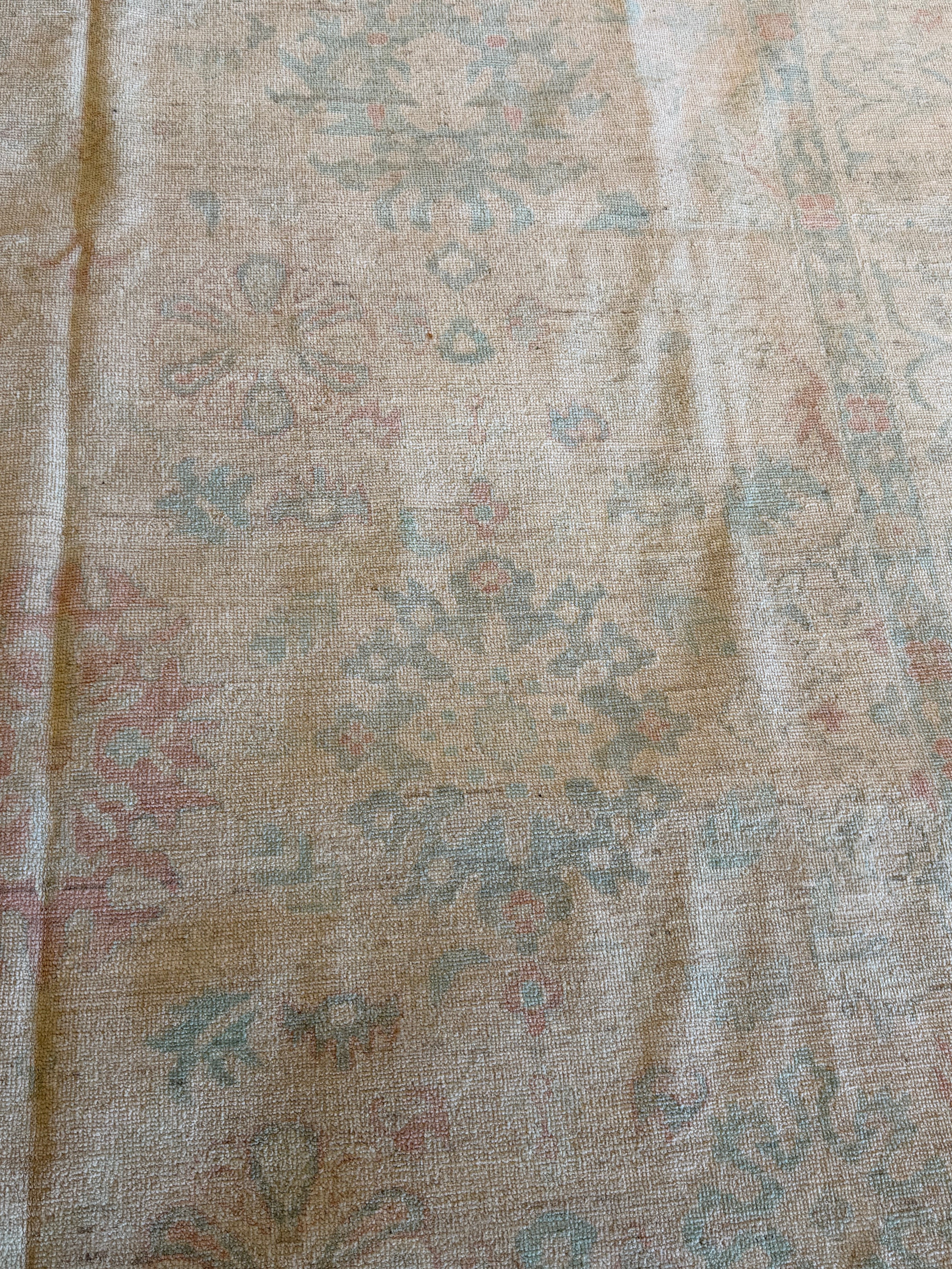 Yolanda Marie 9.10x13.10 Blue and Pink Afghani Whitewashed Oushak