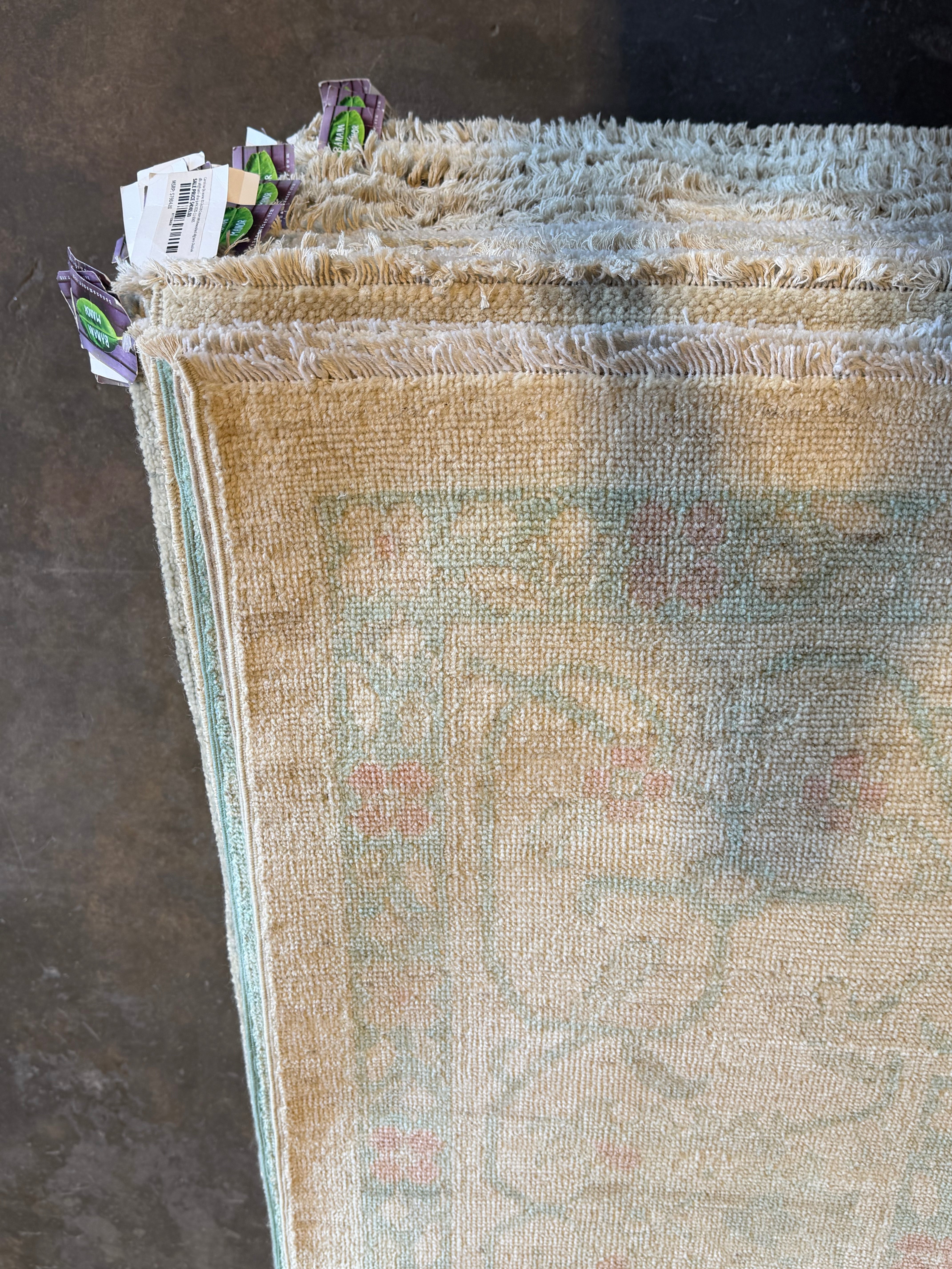 Yolanda Marie 9.10x13.10 Blue and Pink Afghani Whitewashed Oushak