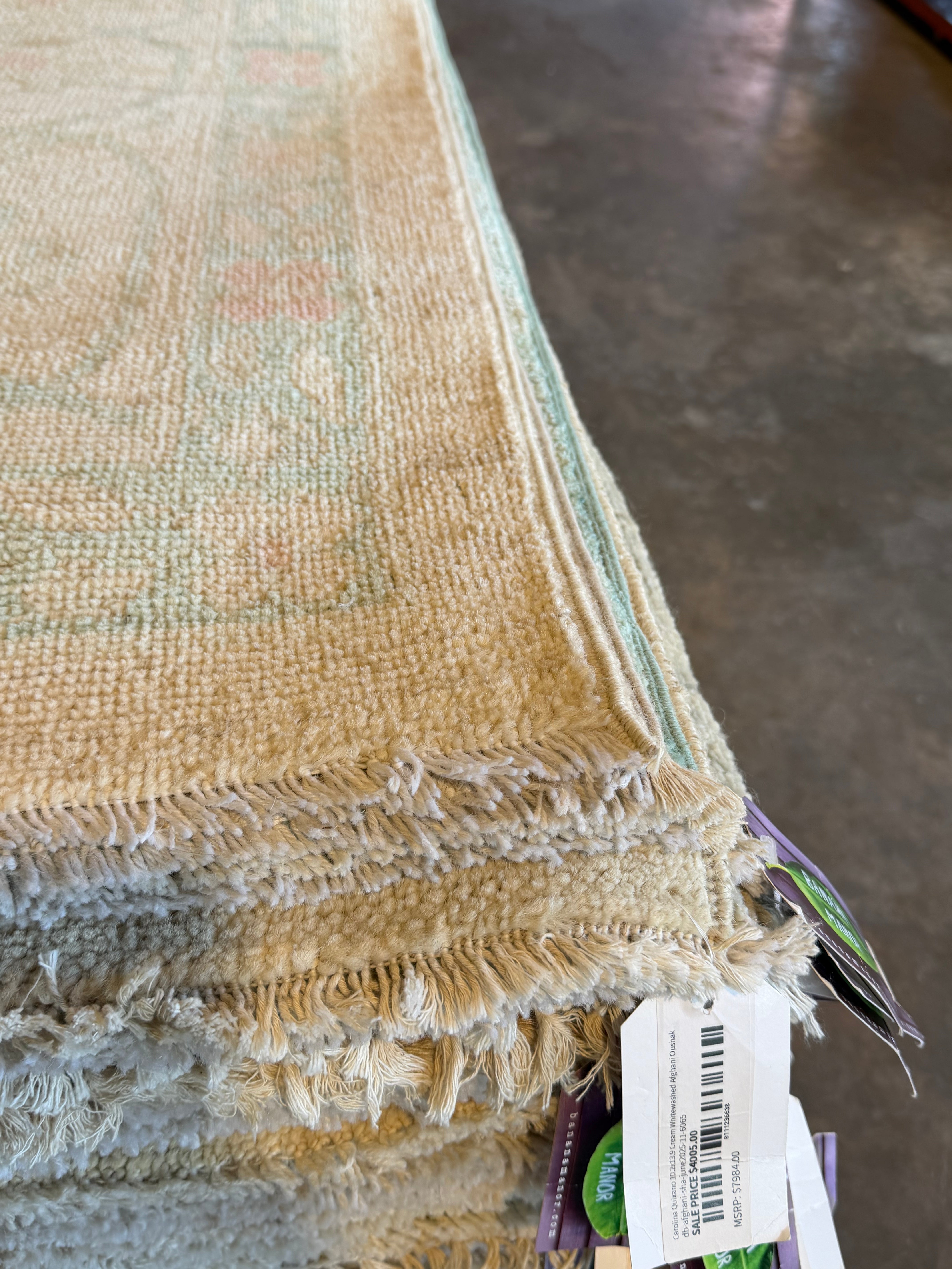 Yolanda Marie 9.10x13.10 Blue and Pink Afghani Whitewashed Oushak