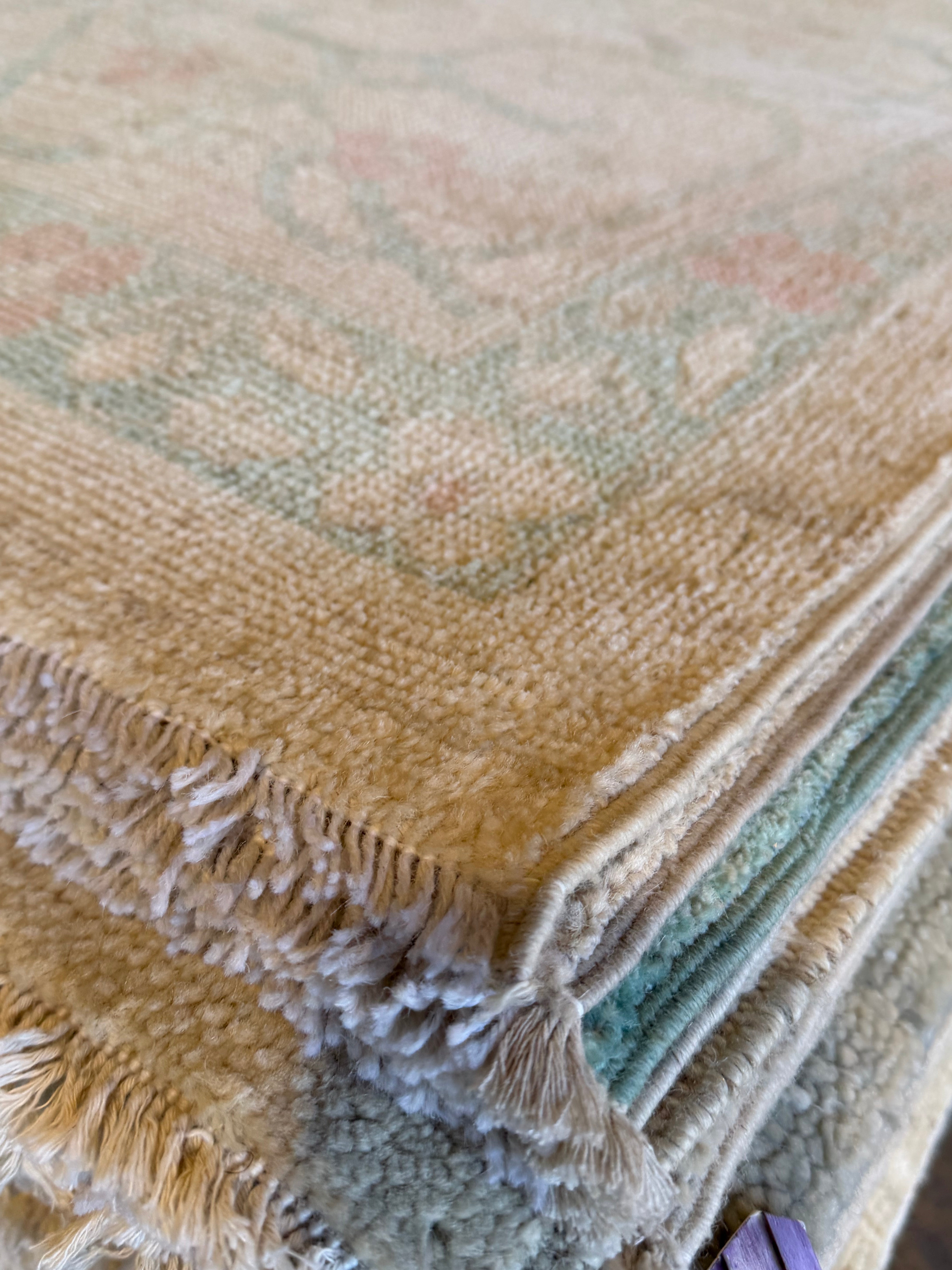 Yolanda Marie 9.10x13.10 Blue and Pink Afghani Whitewashed Oushak