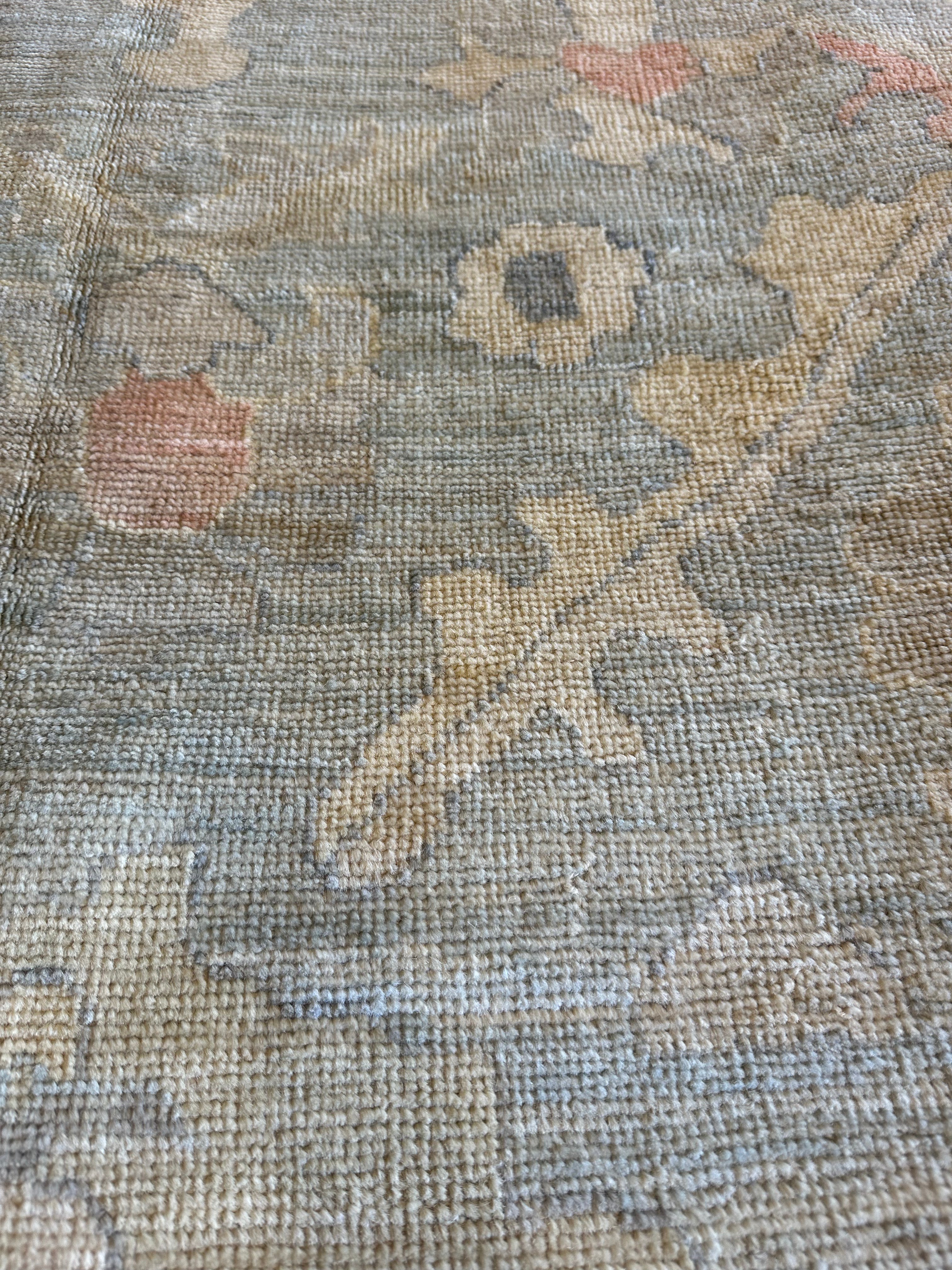 Natalie Moon 9.8x13.10 Blue & Pink Afghani Oushak Rug