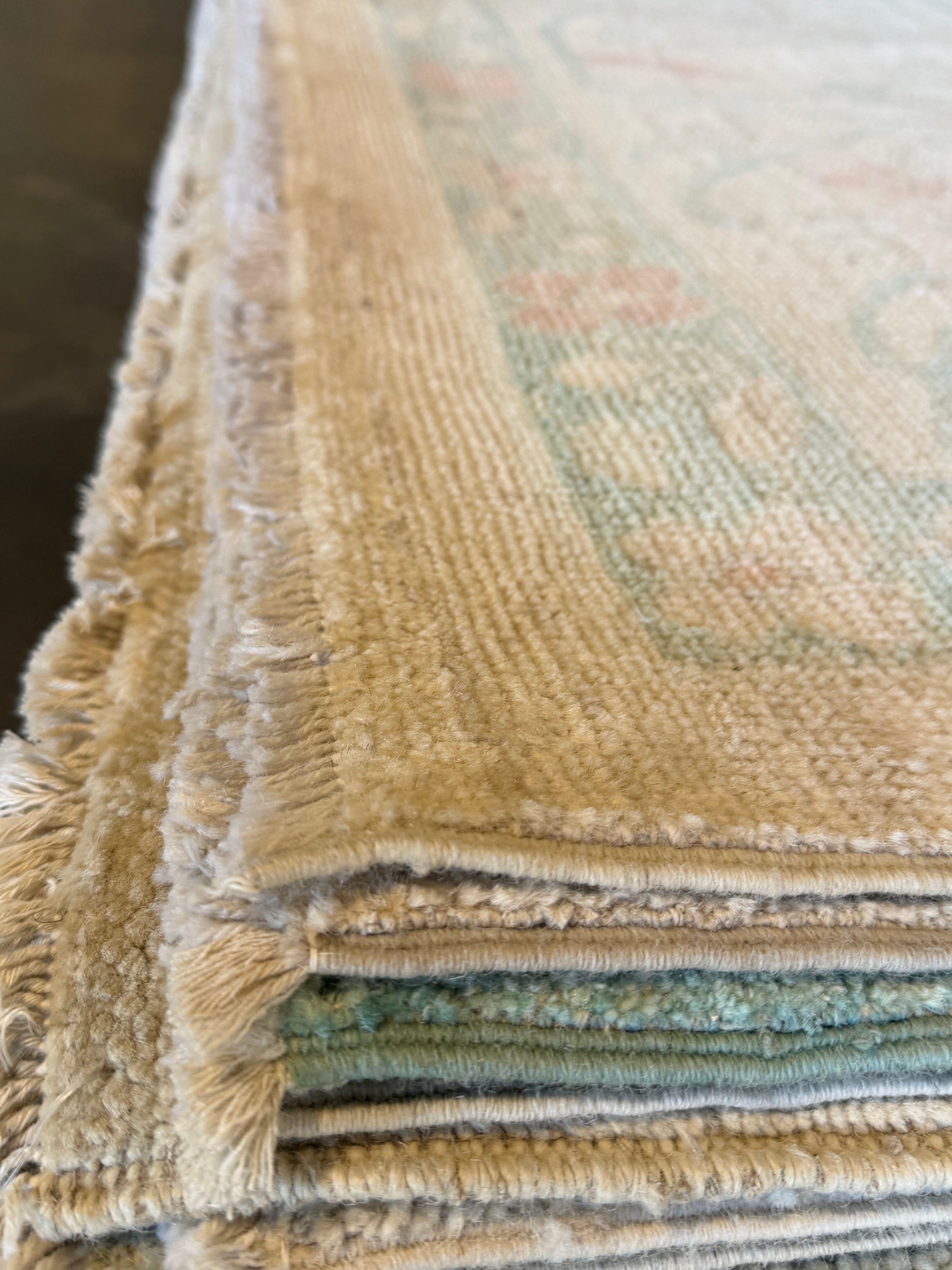 Yolanda Marie 9.10x13.10 Blue and Pink Afghani Whitewashed Oushak