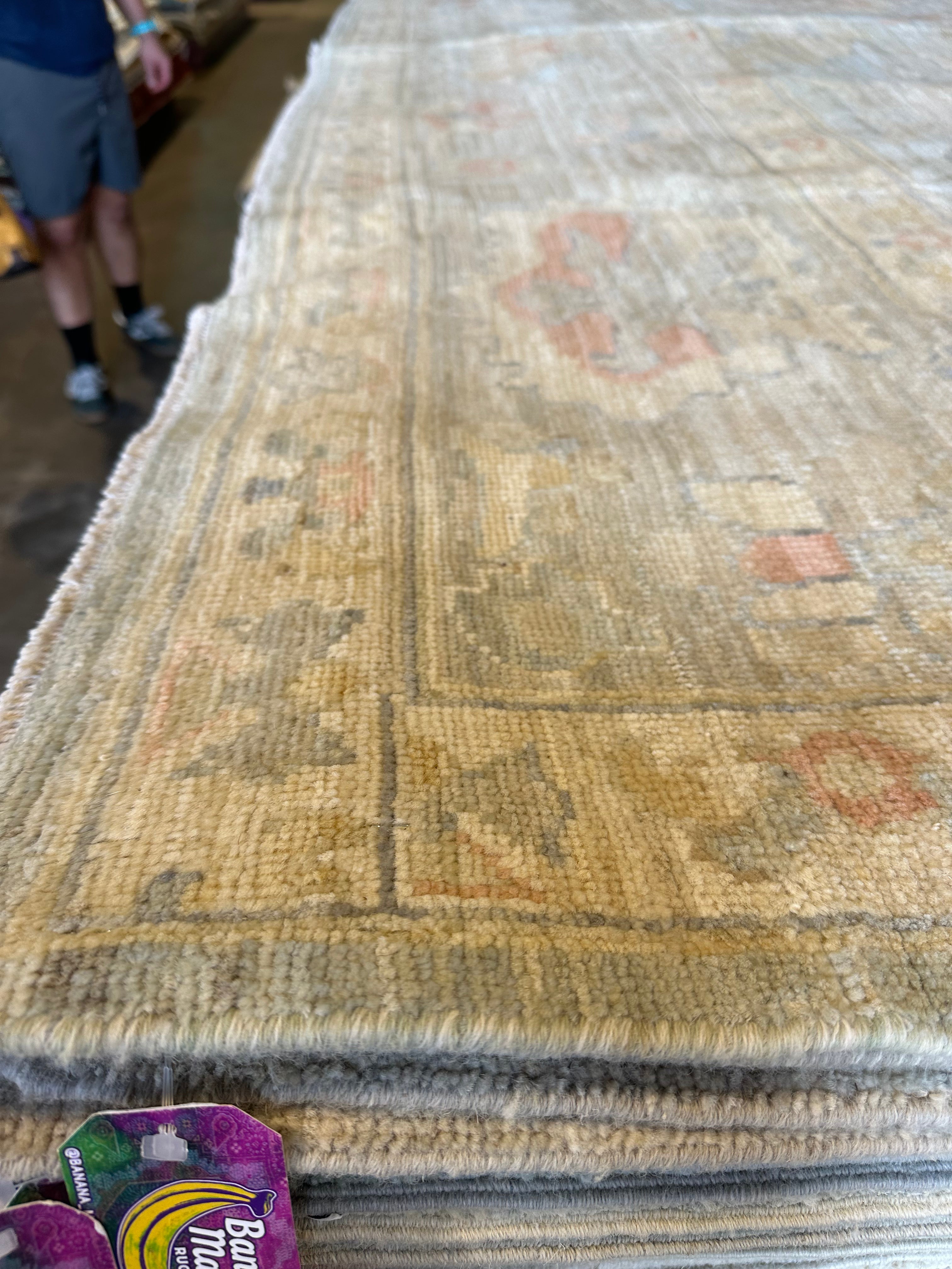 Natalie Moon 9.8x13.10 Blue & Pink Afghani Oushak Rug