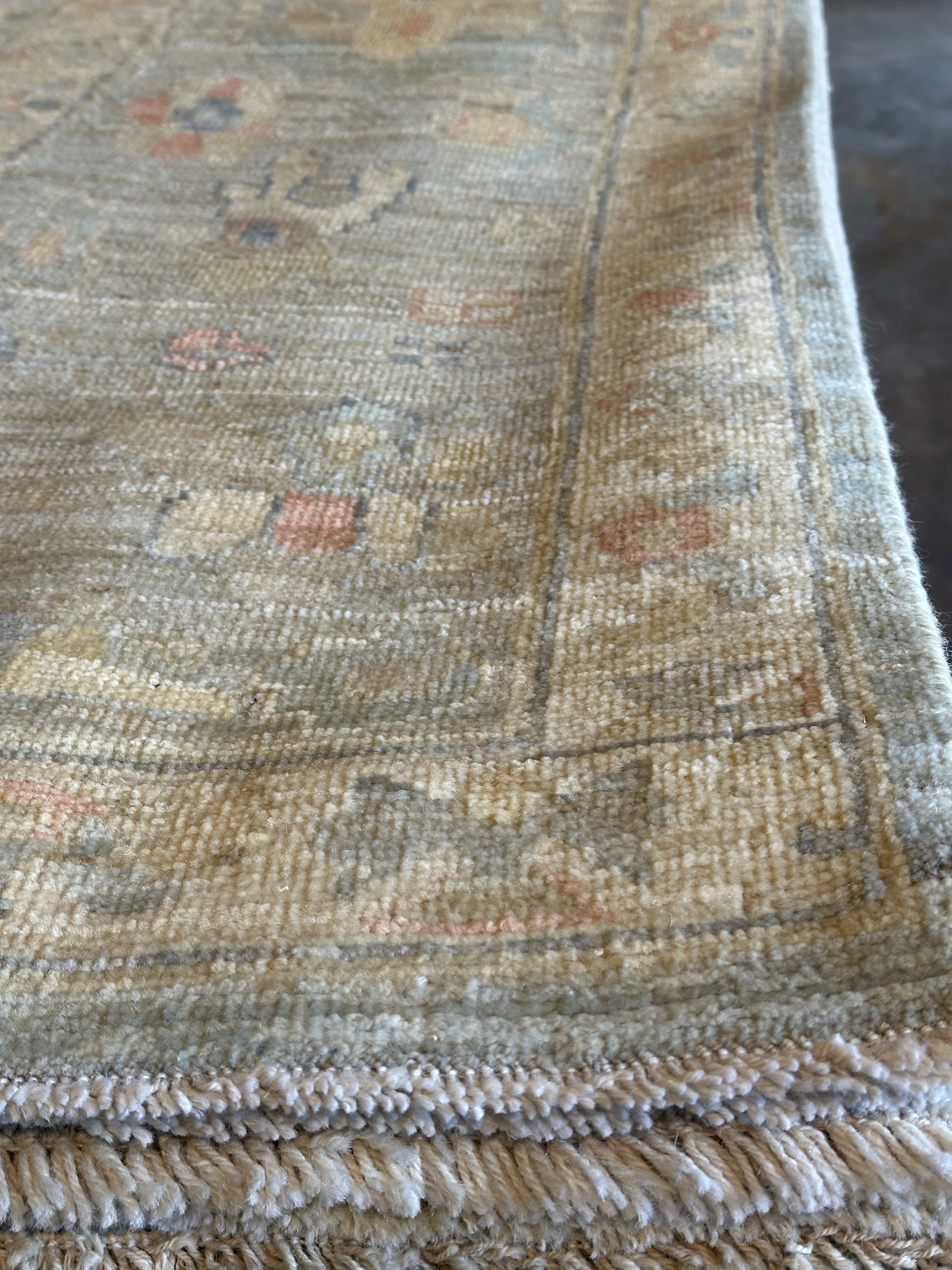 Natalie Moon 9.8x13.10 Blue & Pink Afghani Oushak Rug