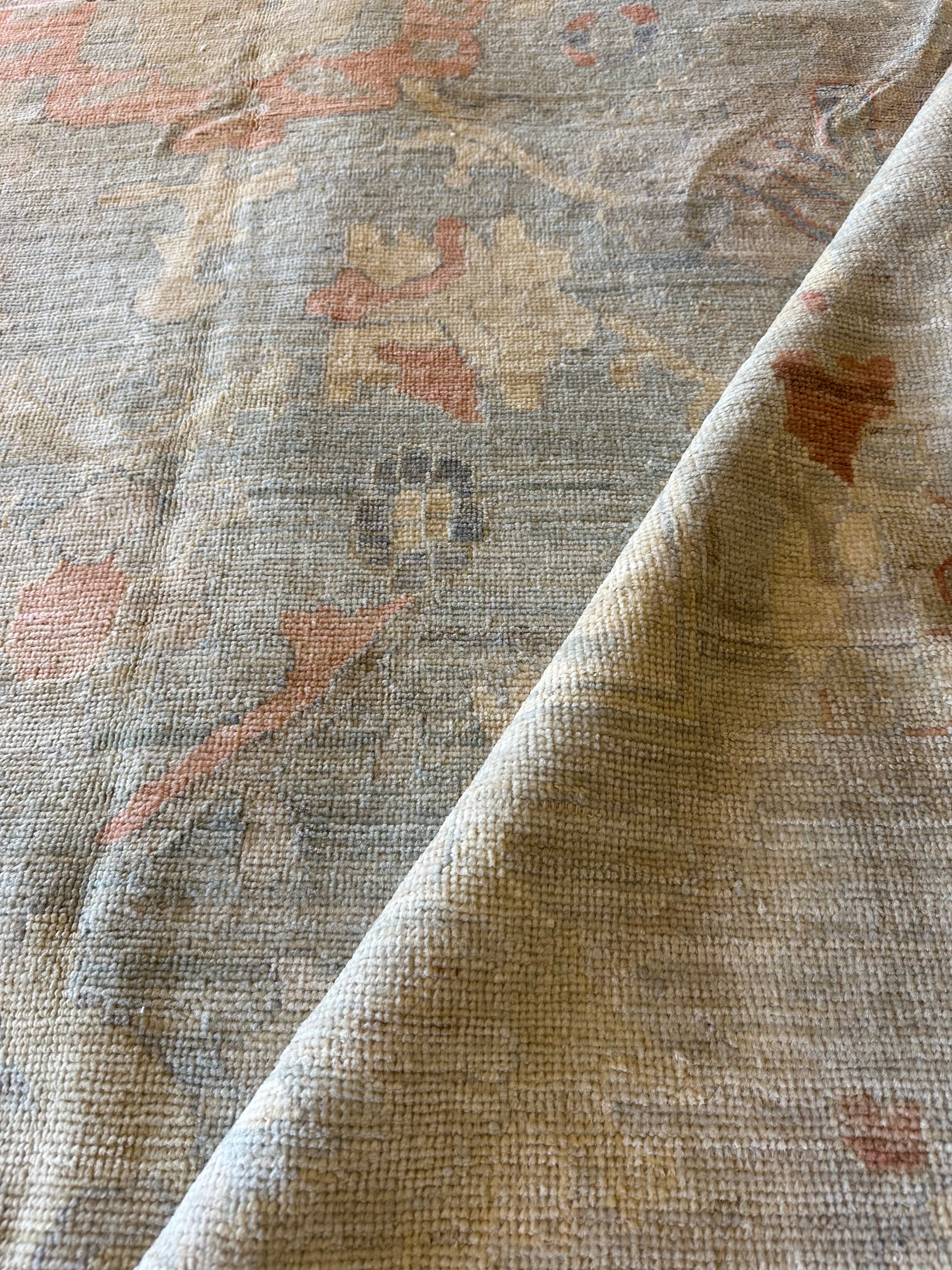 Natalie Moon 9.8x13.10 Blue & Pink Afghani Oushak Rug