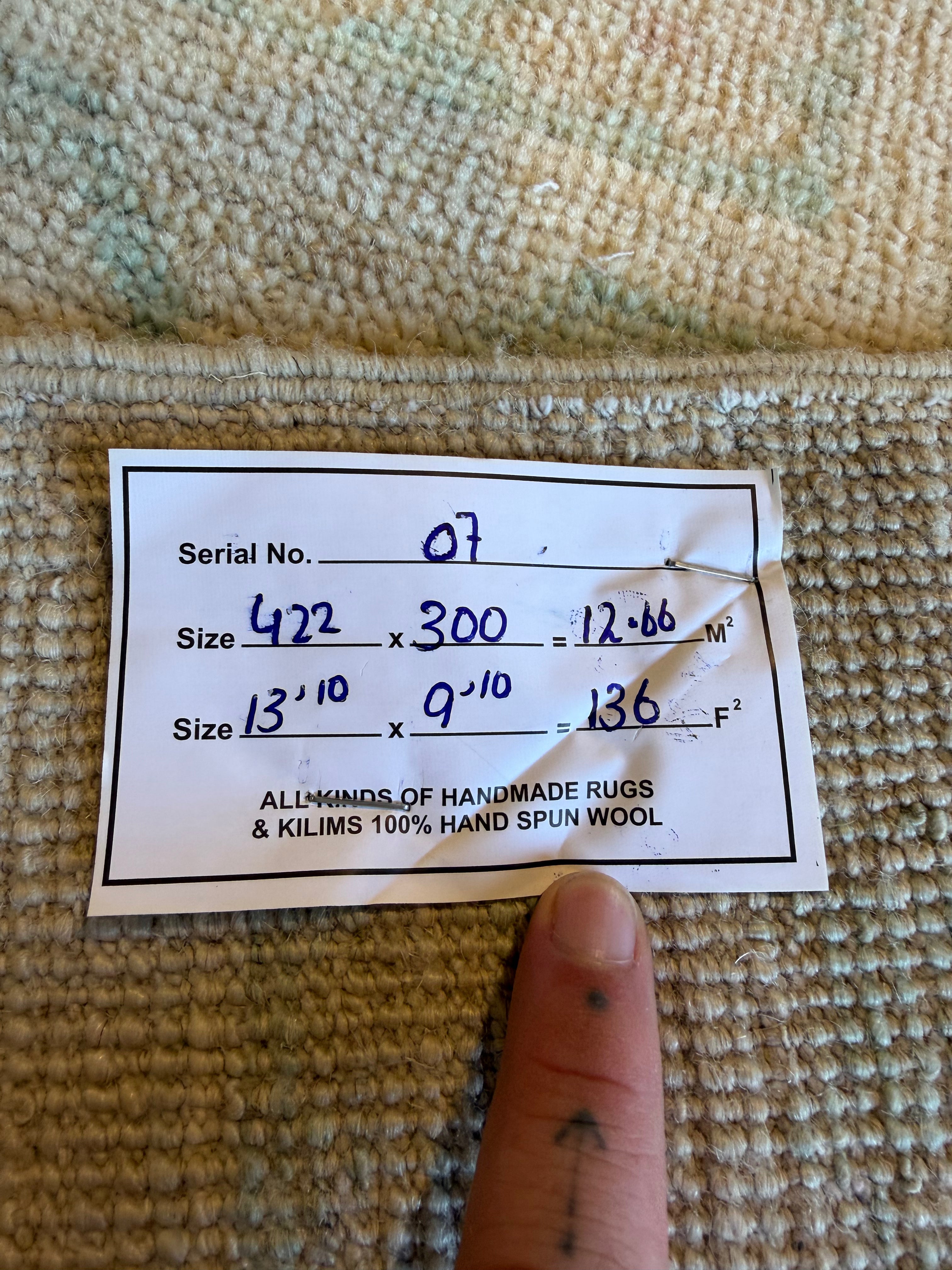 Yolanda Marie 9.10x13.10 Blue and Pink Afghani Whitewashed Oushak