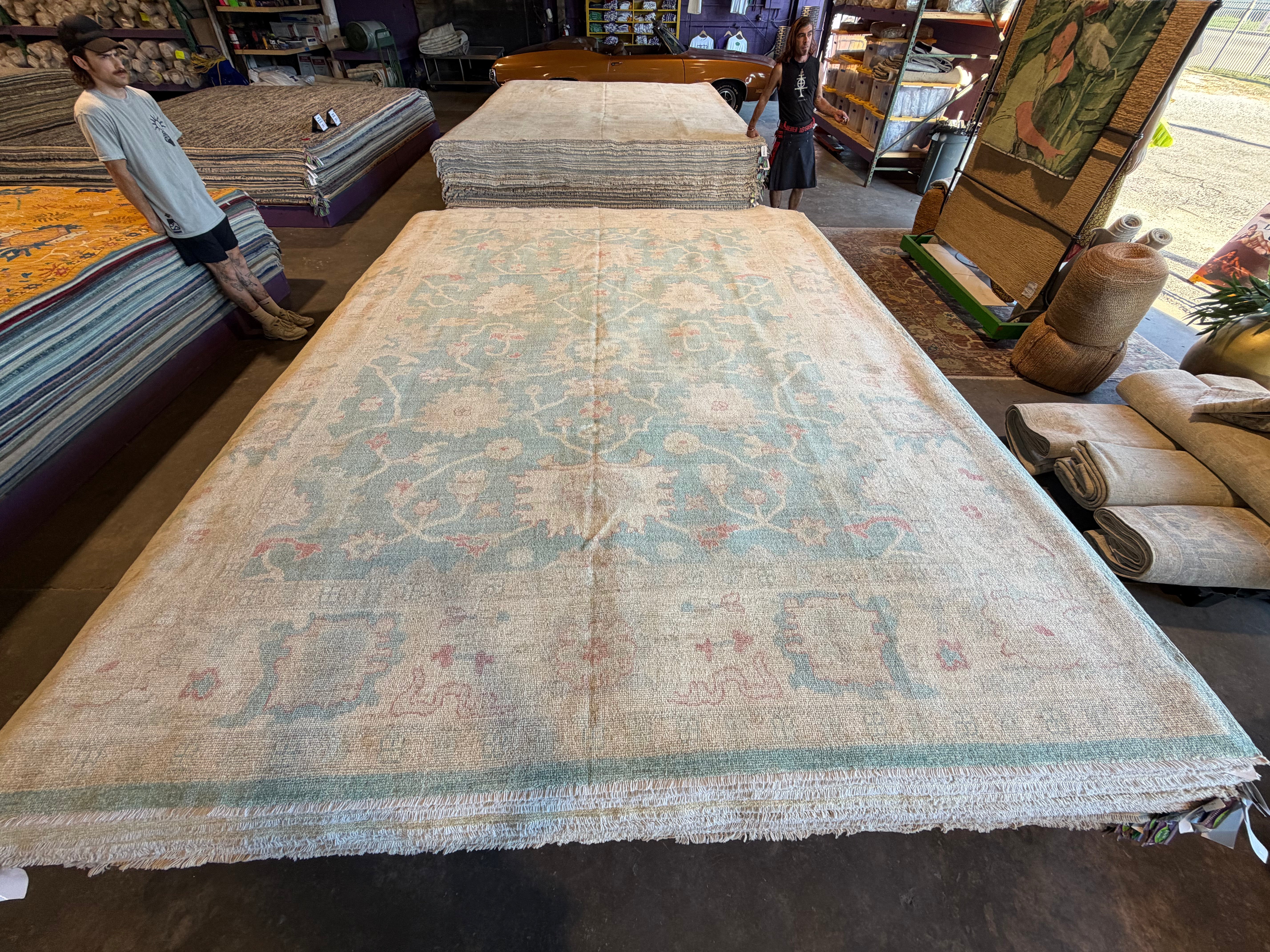 Ella May 9.3x11.8 Blue Afghani Whitewashed Oushak