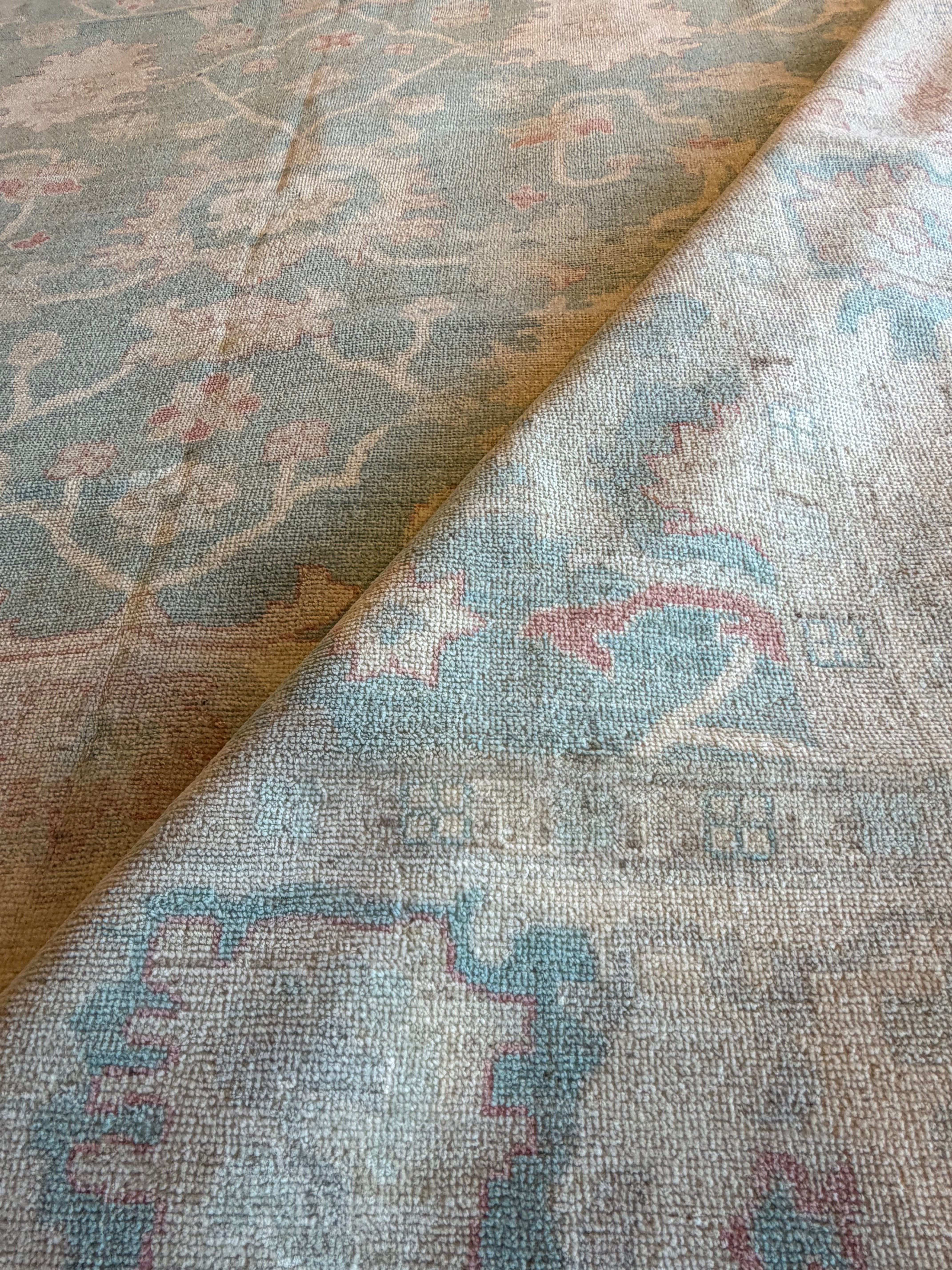 Ella May 9.3x11.8 Blue Afghani Whitewashed Oushak