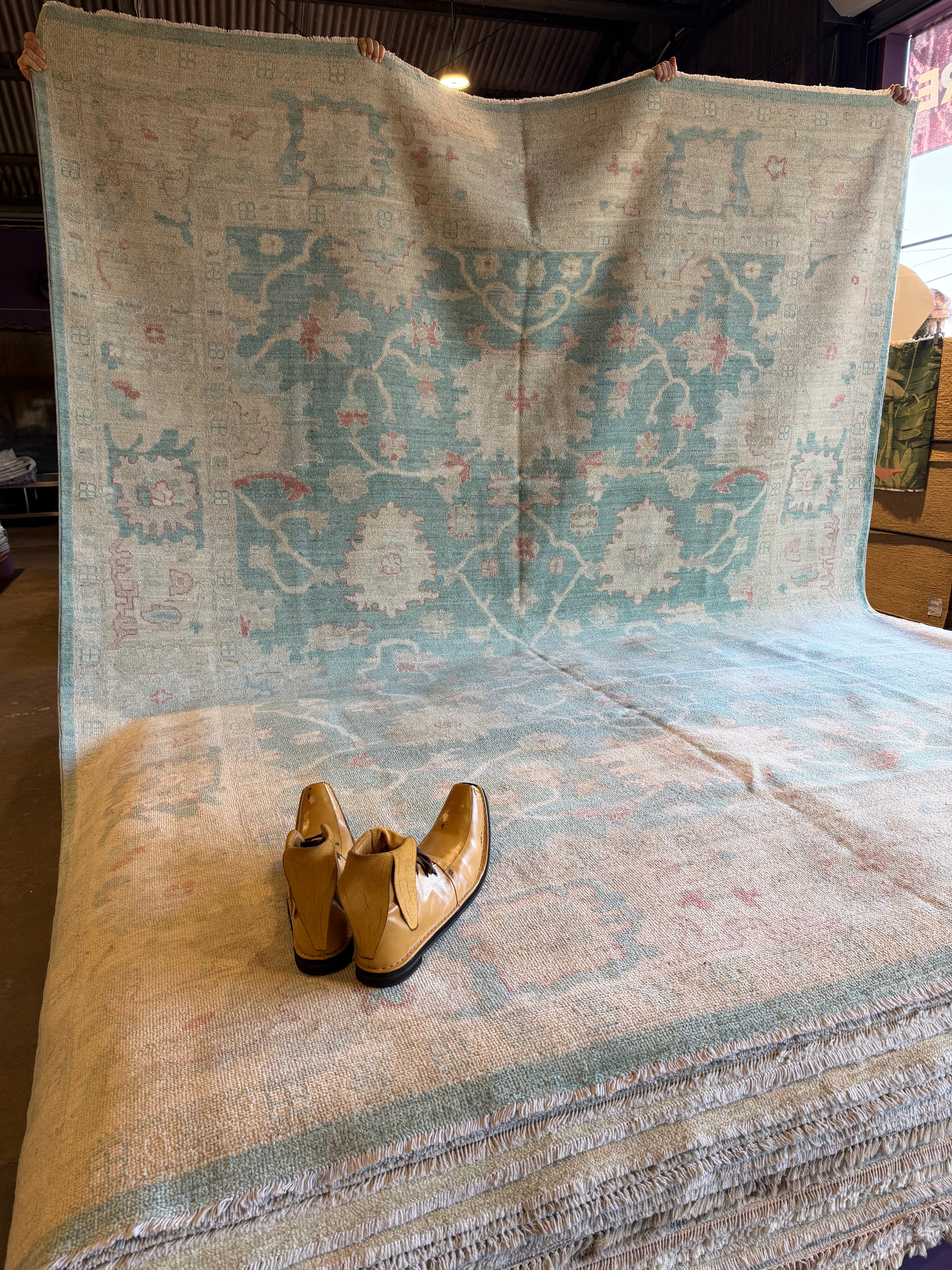 Ella May 9.3x11.8 Blue Afghani Whitewashed Oushak