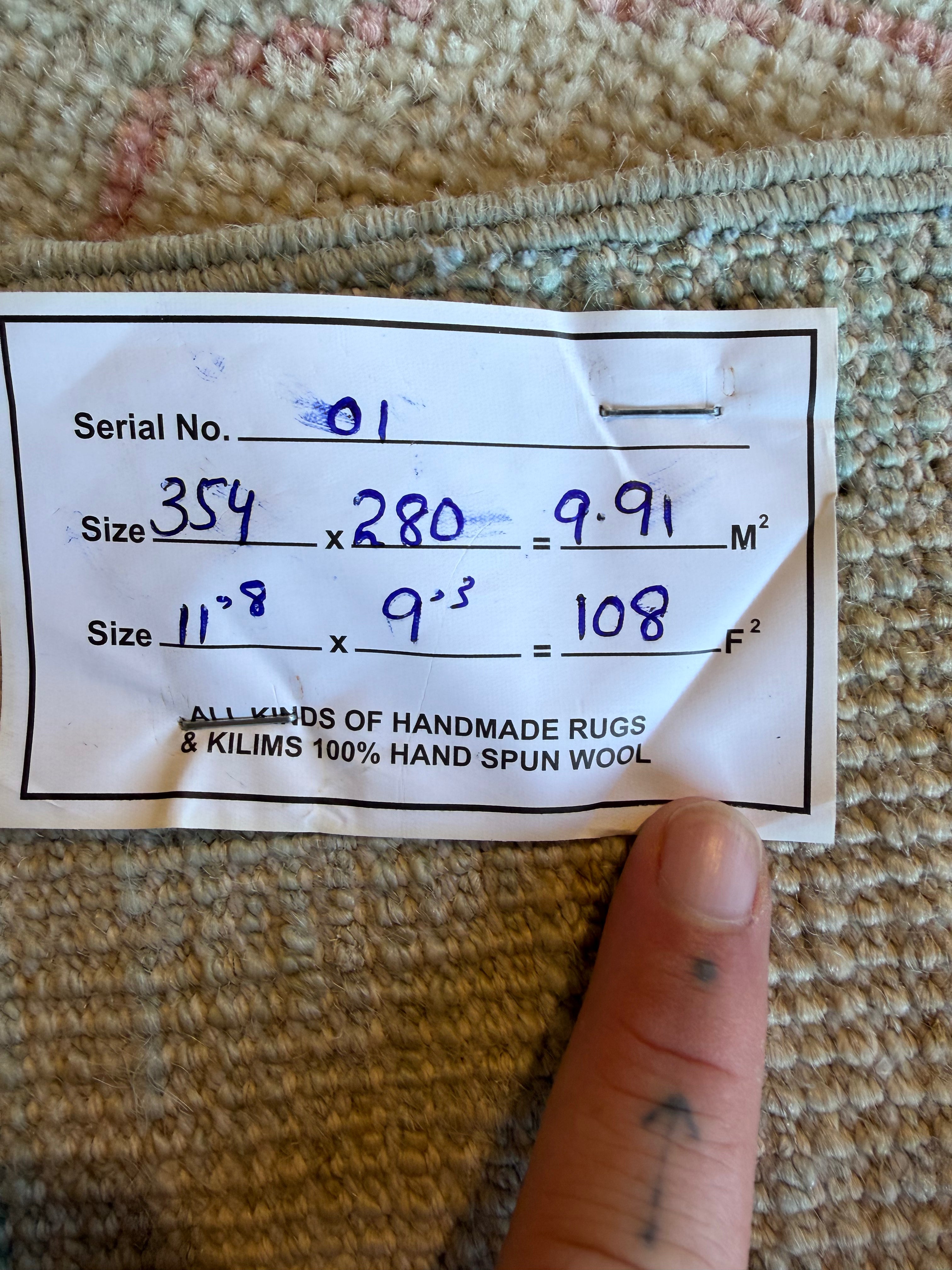 Ella May 9.3x11.8 Blue Afghani Whitewashed Oushak