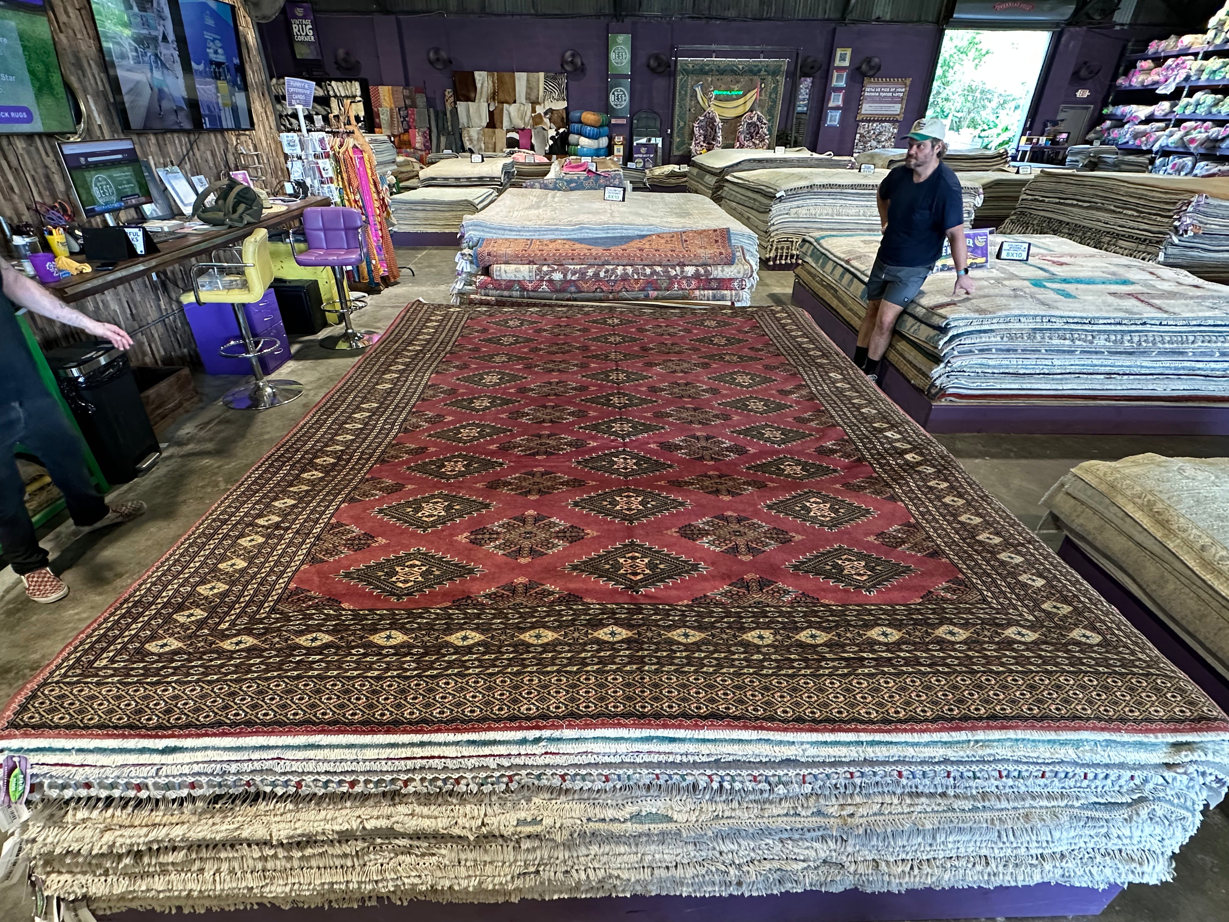 Shari Weiser 8.1x10.4 Pink Afghani Bokhara Rug
