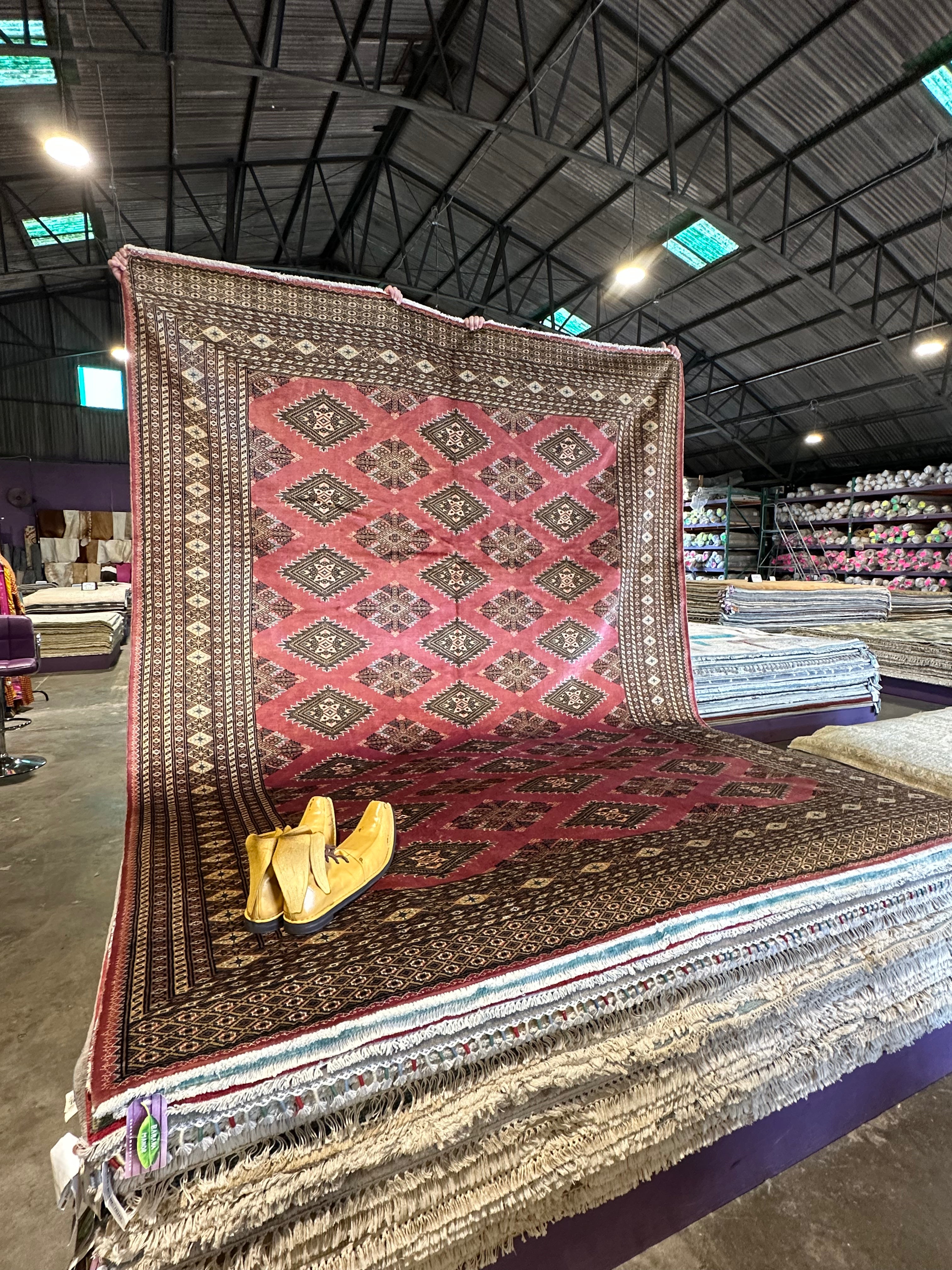 Shari Weiser 8.1x10.4 Pink Afghani Bokhara Rug