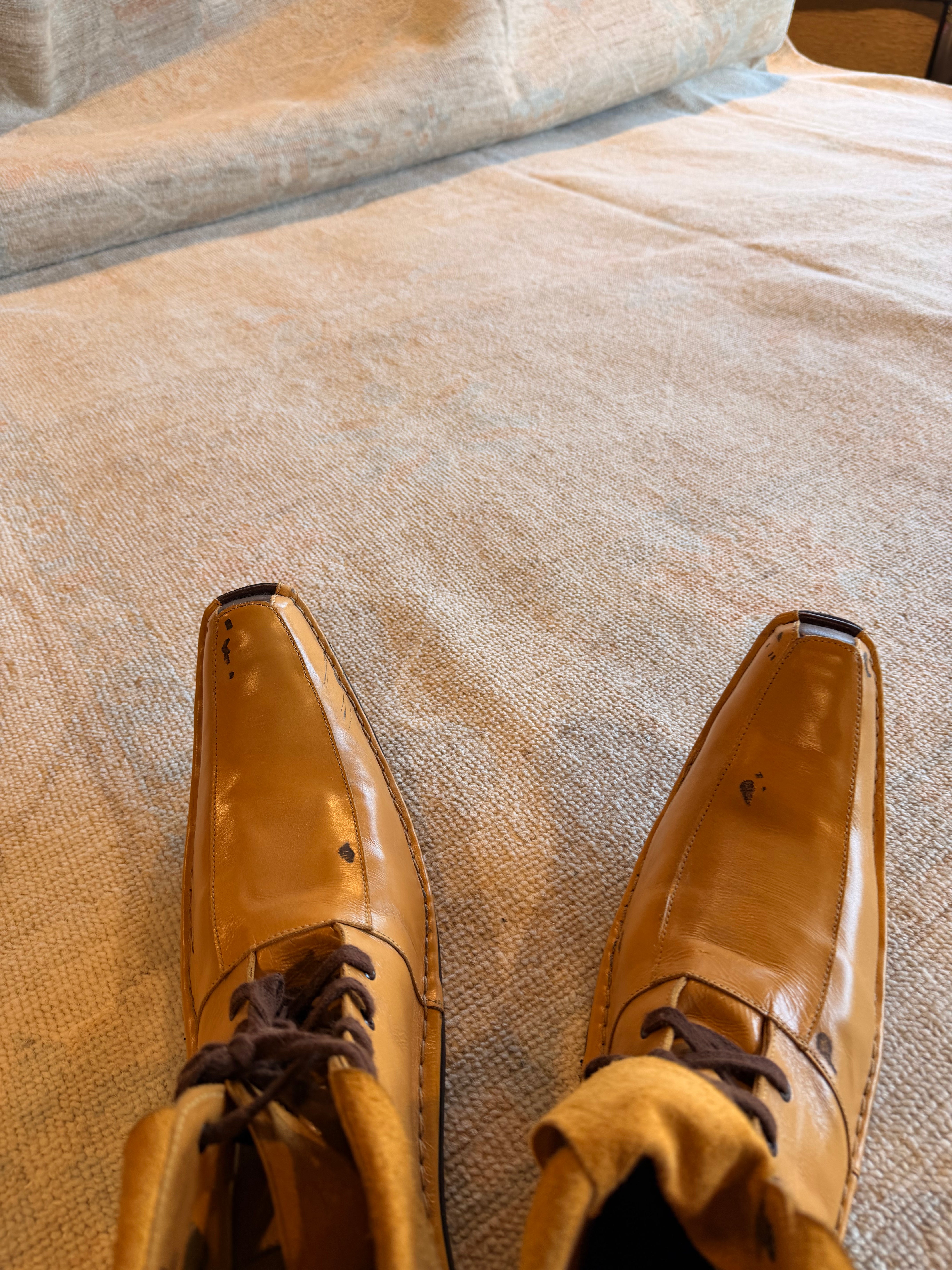 Darlene Gosh 8.11x11.11 Orange and Blue Afghani Whitewashed Oushak