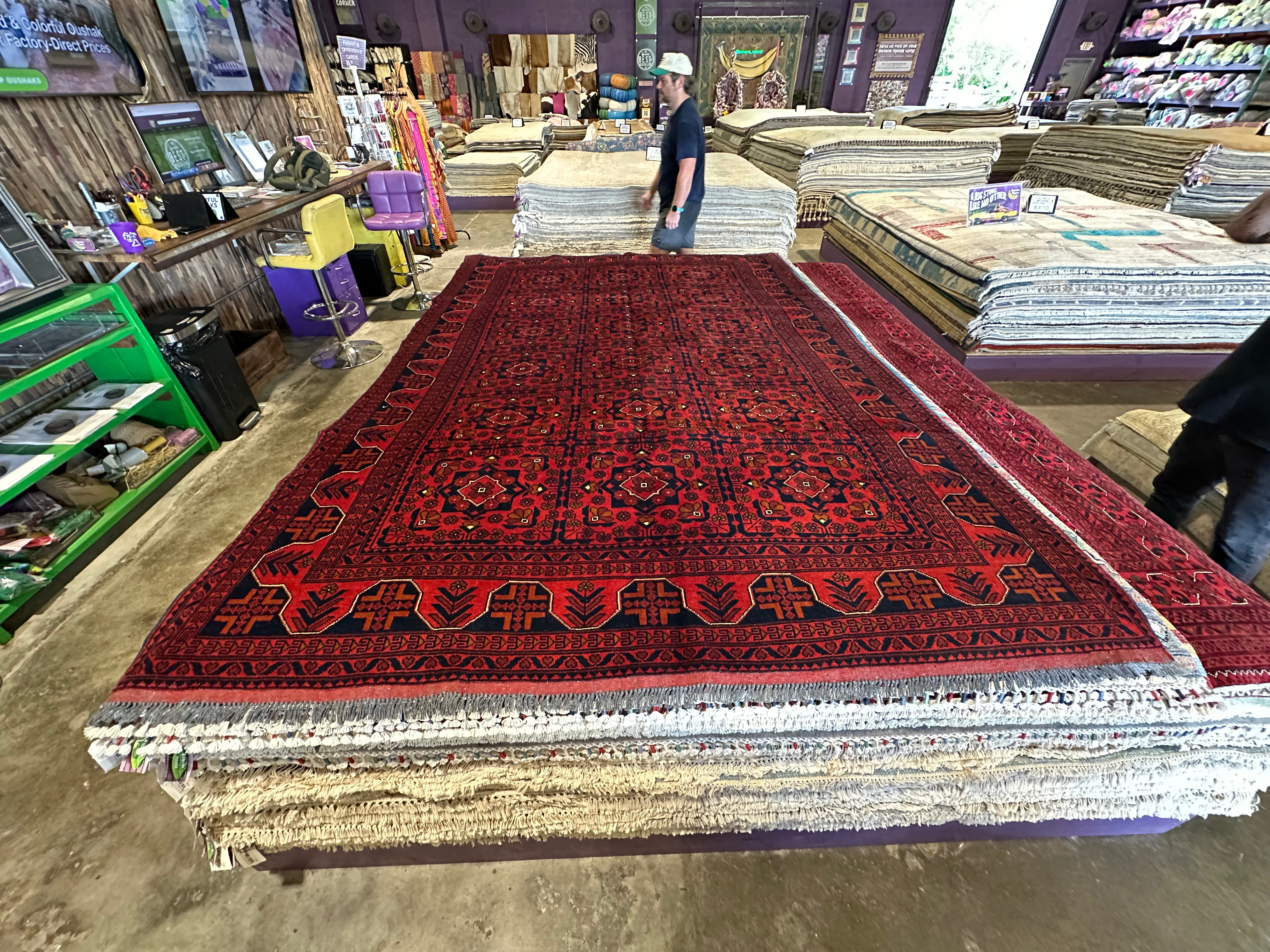 Tessa Crocket 6.6x9.9 Red Afghani Khal Muhammad Rug
