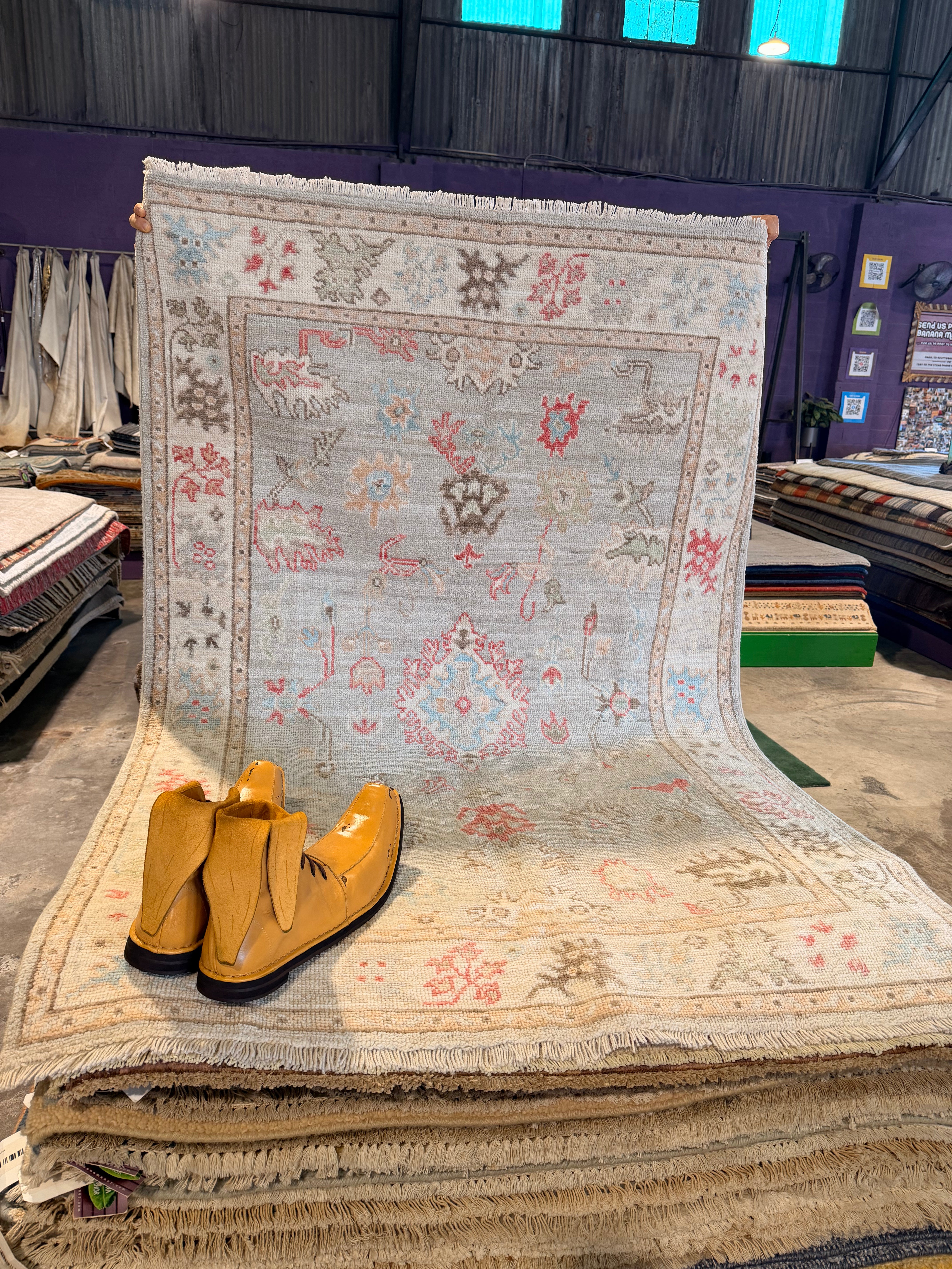 Odessa Young 4x5.11 Multicolor Afghani Whitewashed Oushak