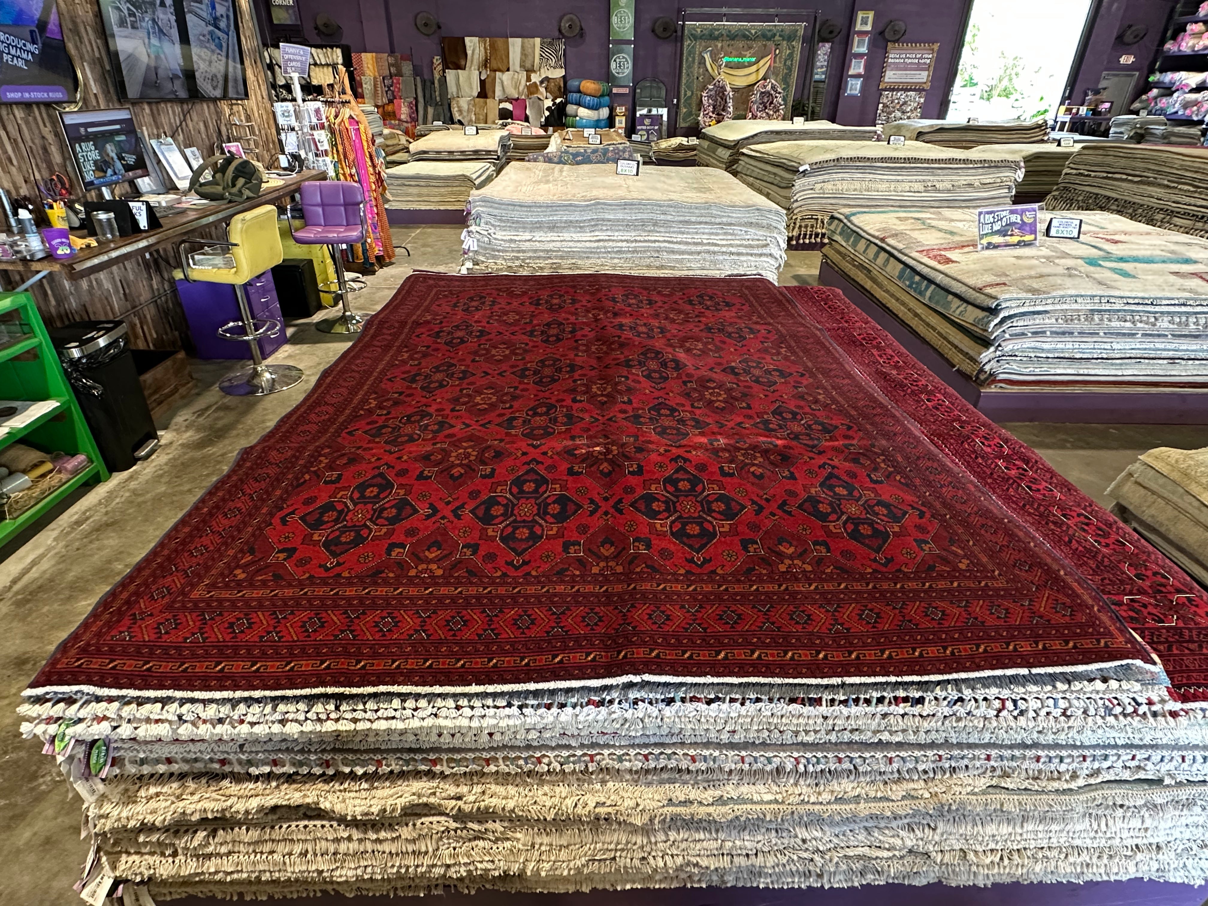 Marley Shelton 6.8x9.5 Red Afghani Khal Muhammad Rug